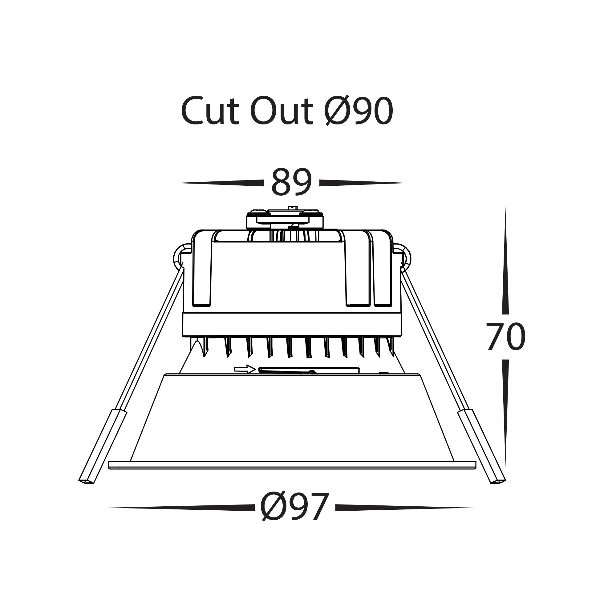 HV5528D2W-BC - Gleam Black with Chrome Insert Fixed Dim to Warm LED Downlight