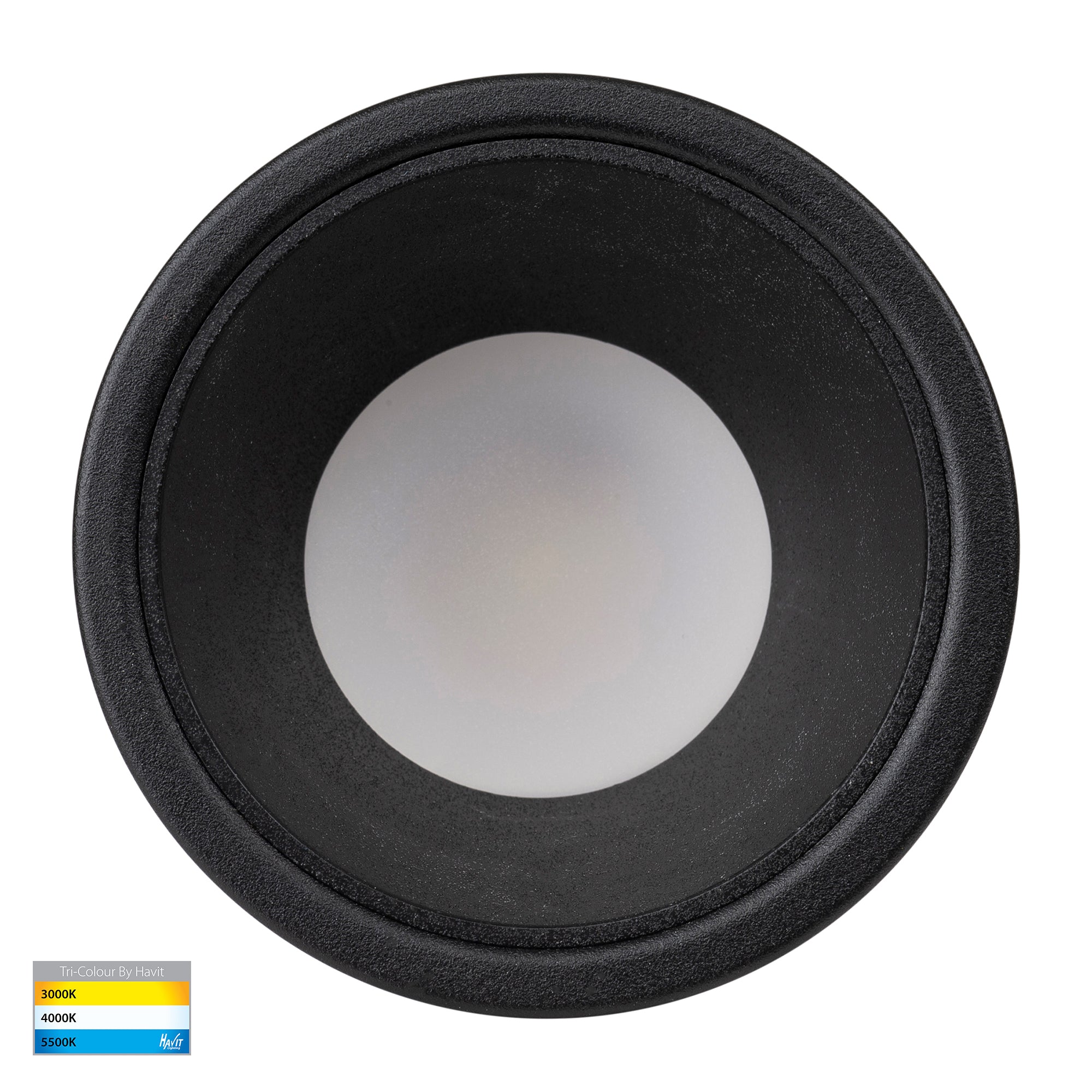 HV5529T-BB - Gleam Black with Black Insert Tri Colour Fixed Deep LED Downlight
