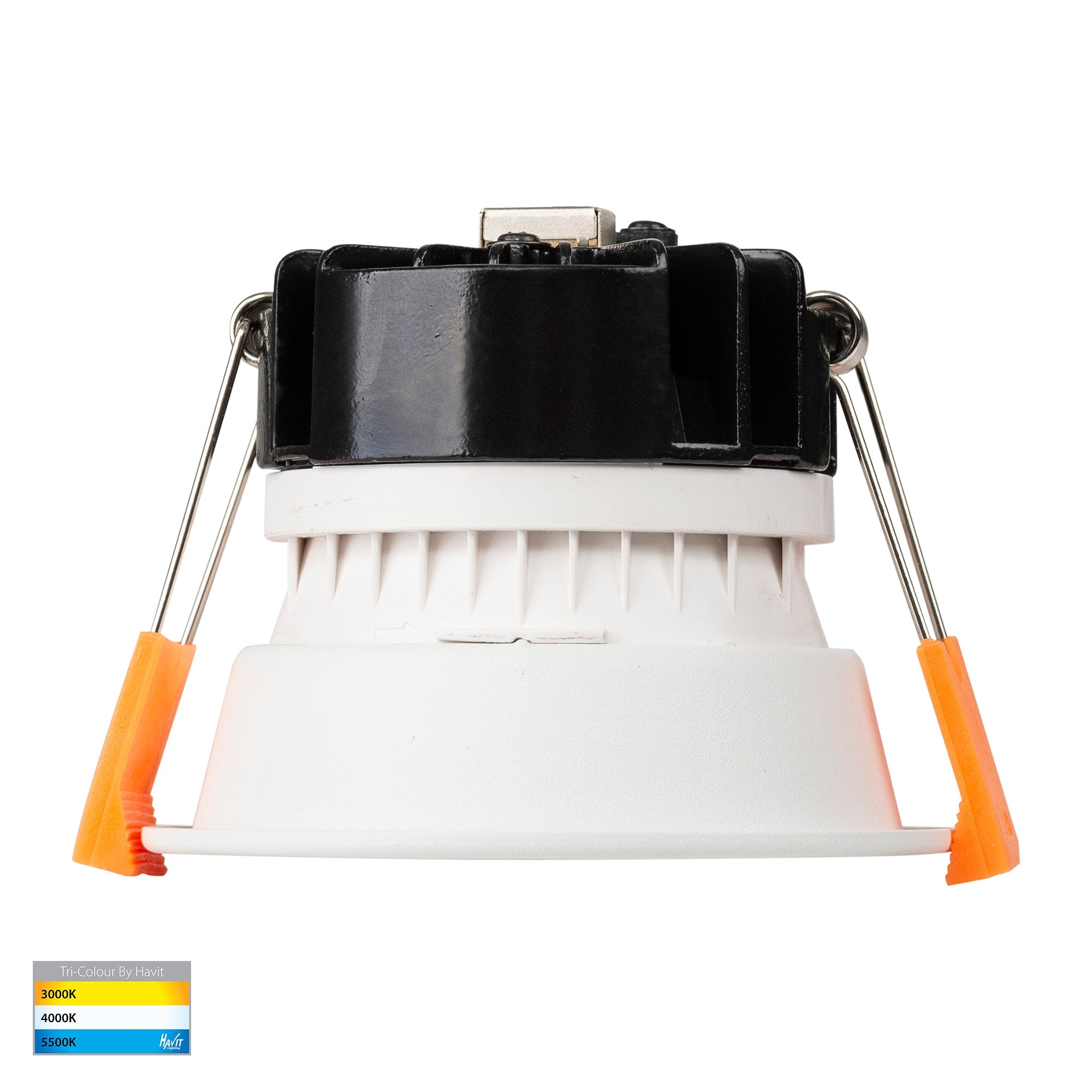 HV5529T-WB - Gleam White with Black Insert Tri Colour Fixed Deep LED Downlight