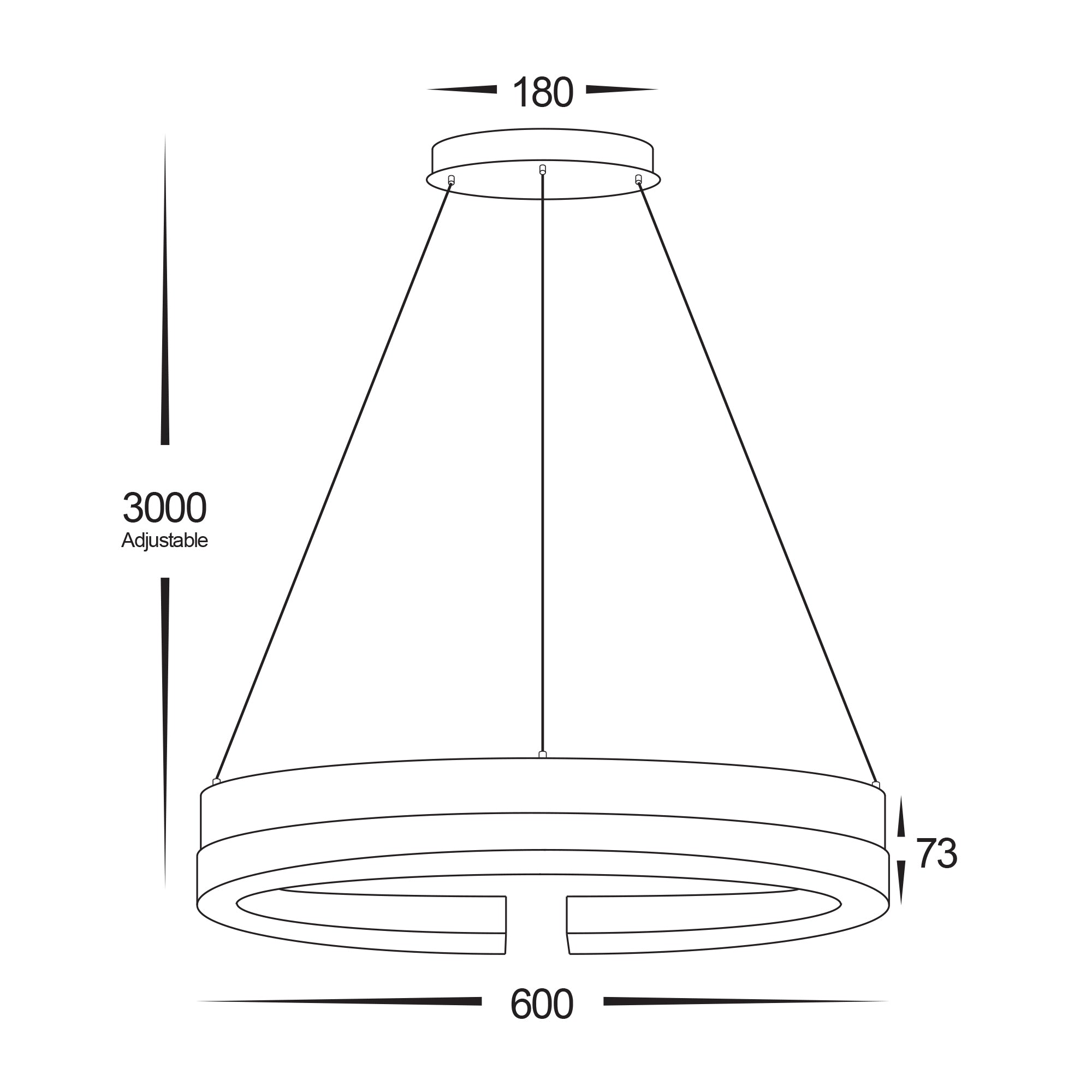 HV6092T - Orah Walnut Timber with Black Aluminium 600mm Round Pendant