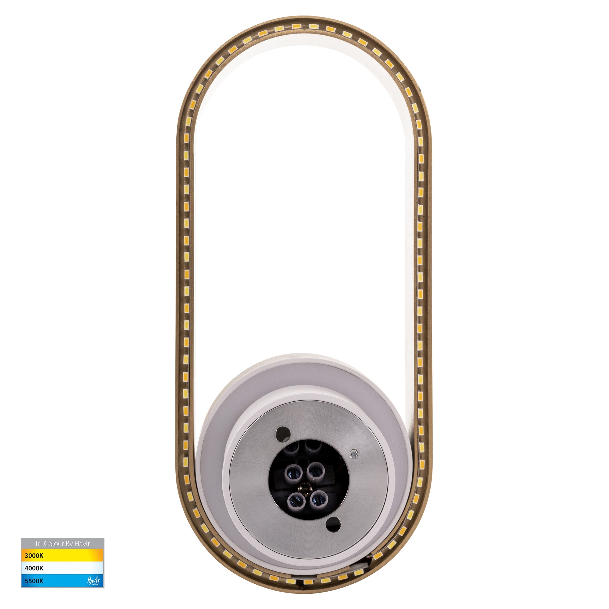 HV8080T-WHTBR - Ovale White + Brass Wall Light