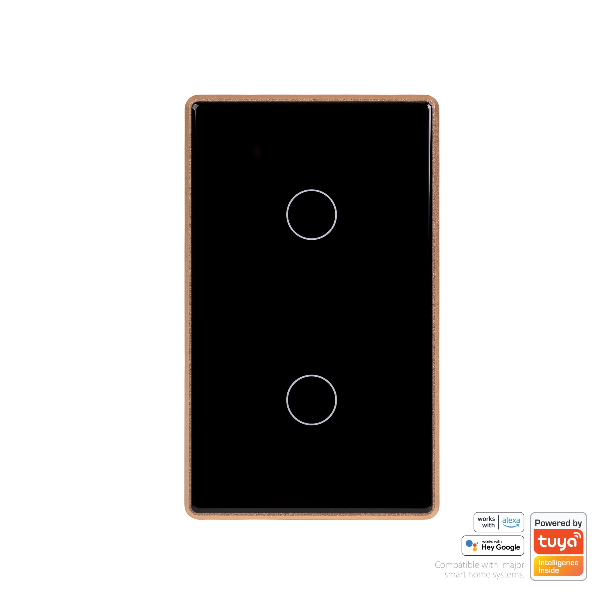 HV9220-2 - Wifi 2 Gang Black with Gold Trim Wall Switch