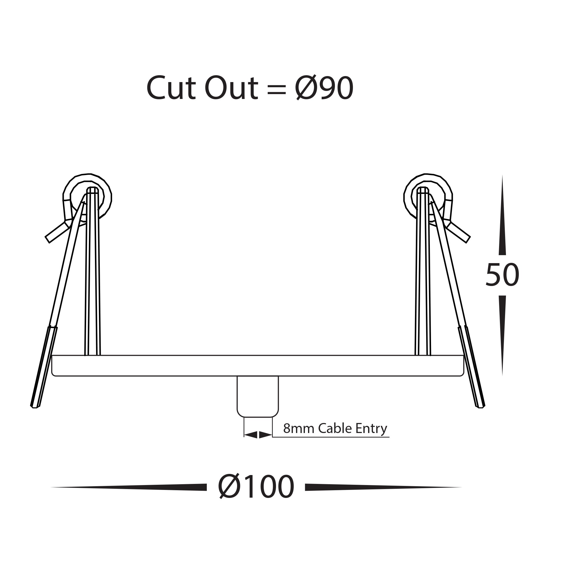 HV9705-9005-BLK-RND - 100mm Round Recessed Canopy Black