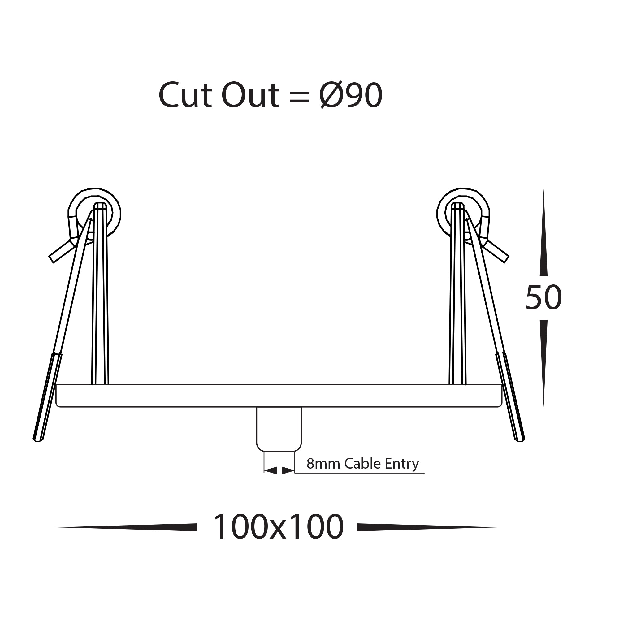 HV9705-9005-BLK-SQ - 100mm Square Recessed Canopy Black