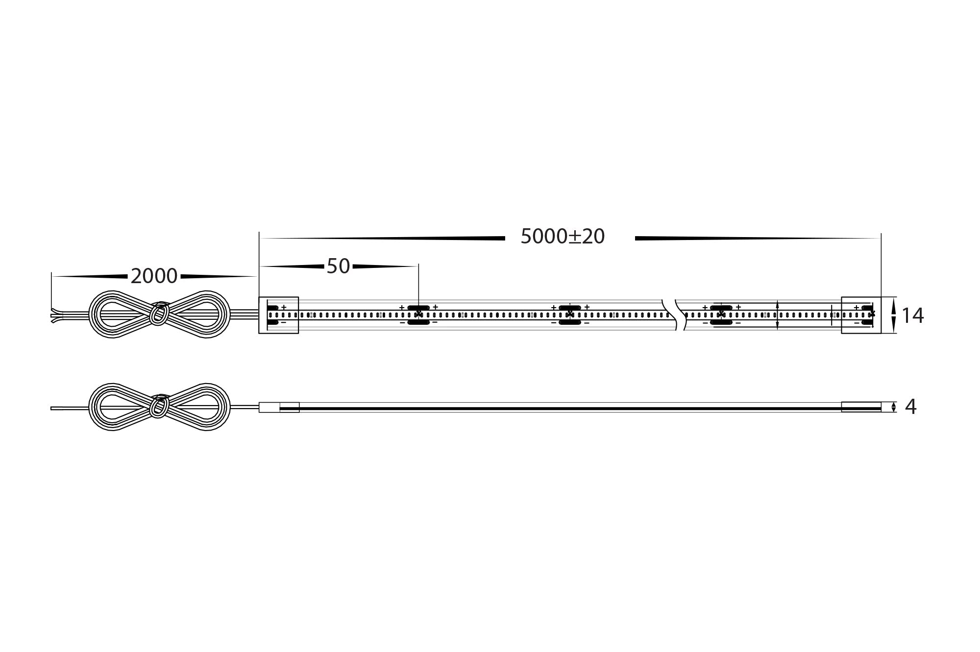 HV9761-IP67-608-CT - 14.4w IP67 24v DC CT COB Dotless LED Strip