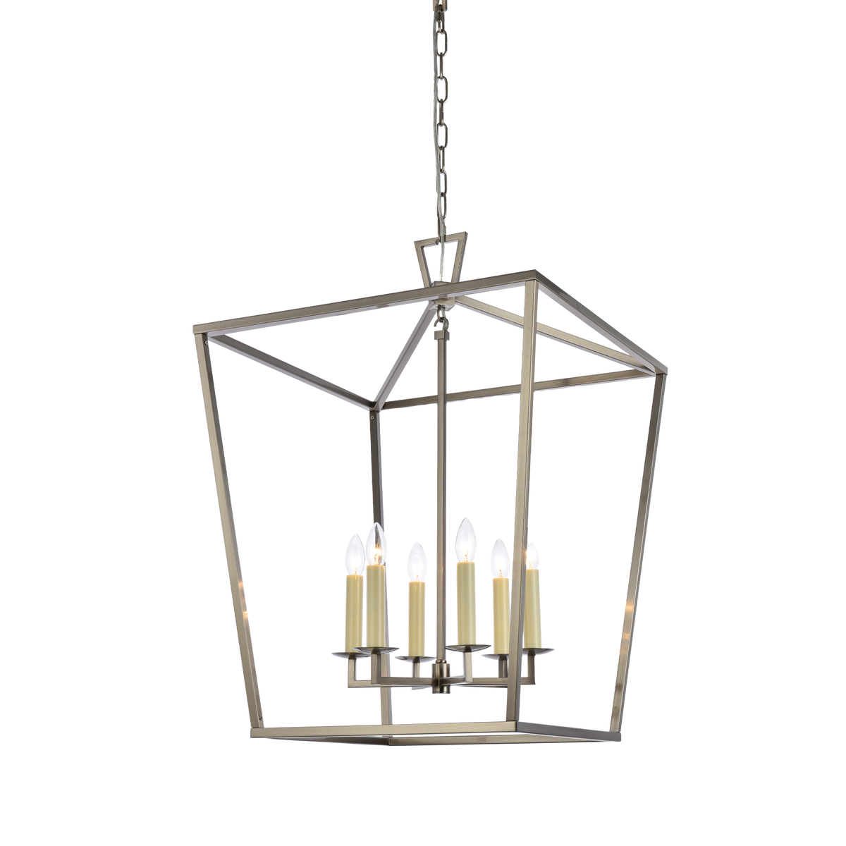 Huntley 3 Light 61cm E14 Lantern Pendant Satin Nickel