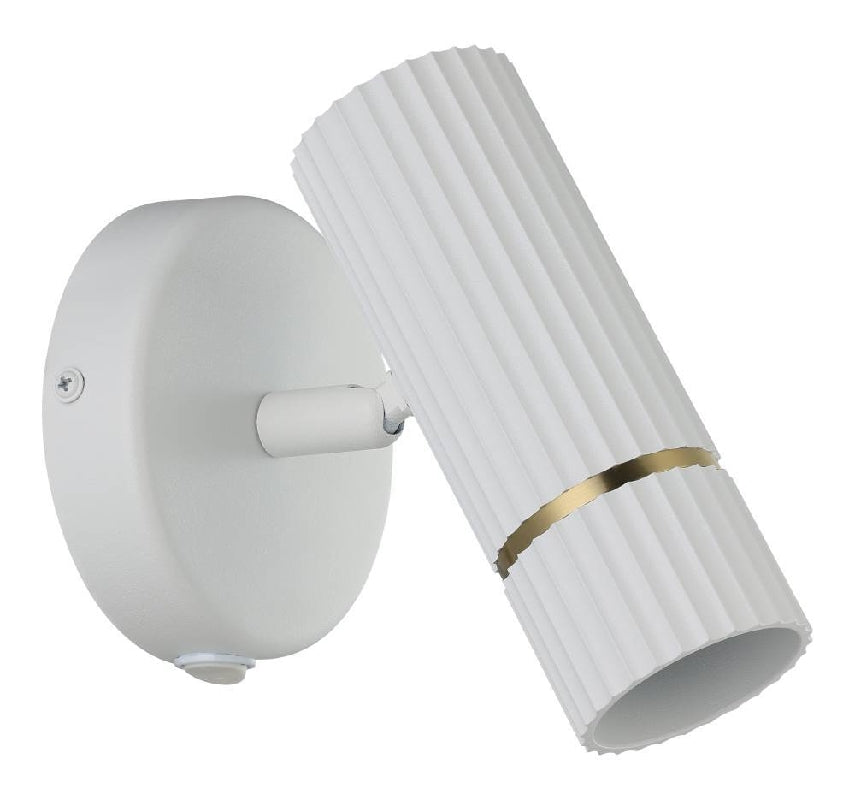 Caminia White & Brass Matt 5W GU10 3CCT Wall Light with Switch