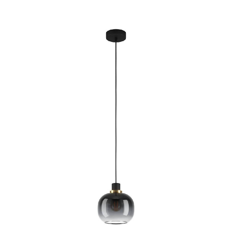 Oilella Black & Brass with Black-Grey Transparent Glass E27 Pendant