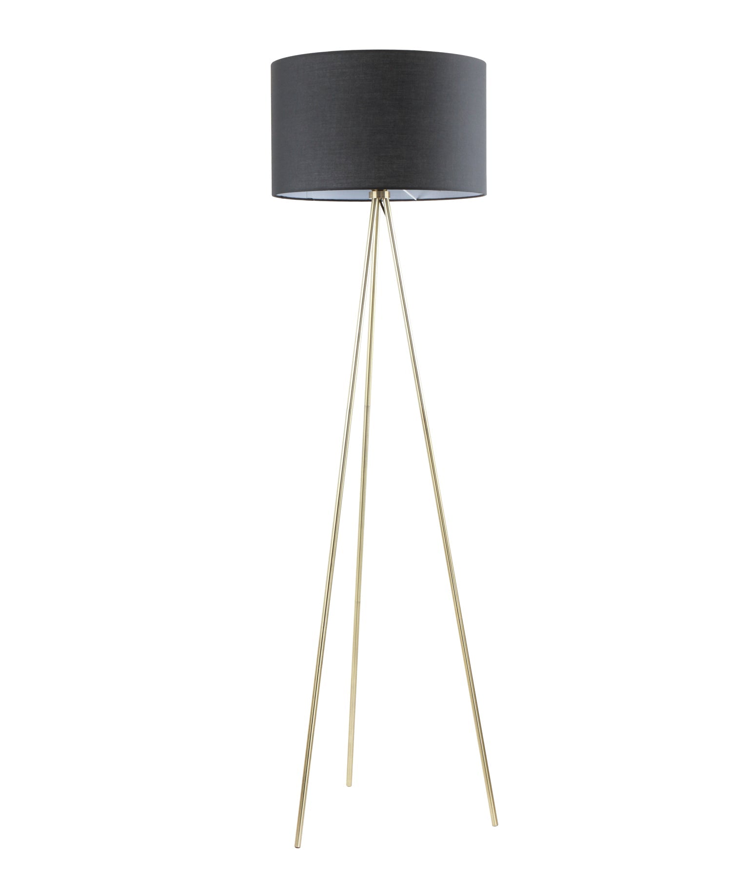 JAMBES: Drum Shade with Antique Brass Tripod Floor Lamps