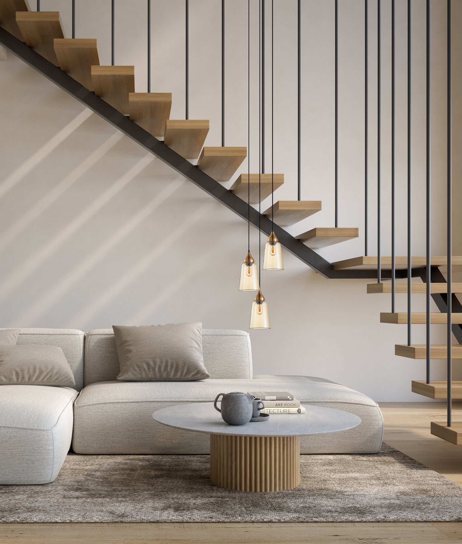 JEREZ: Bronze Amber/ Smokey Black Ellipse Glass Flat Top Pendant Lights