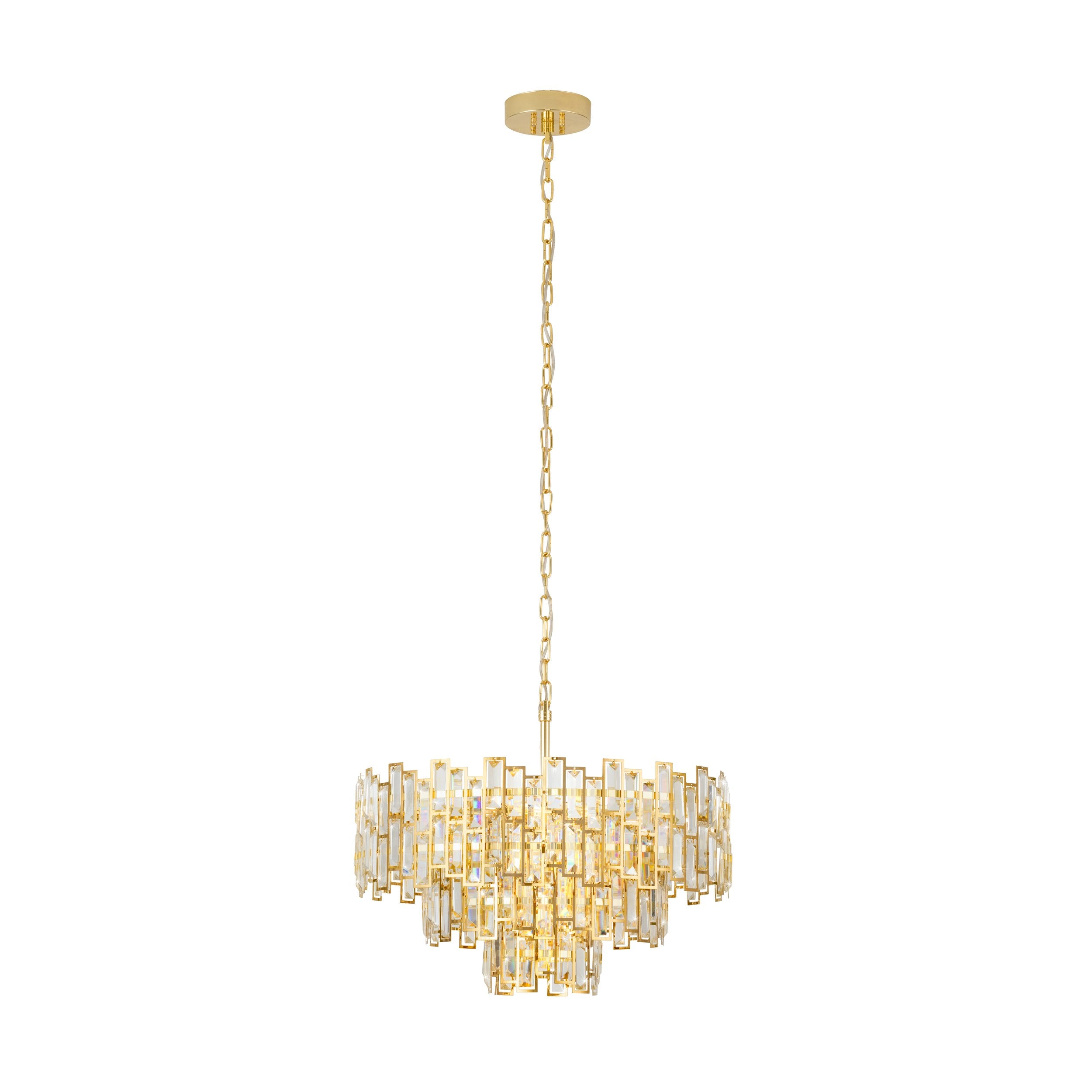 CALMEILLES PENDANT LIGHT 10X25W E14 BRASS/CRYSTAL 630MM