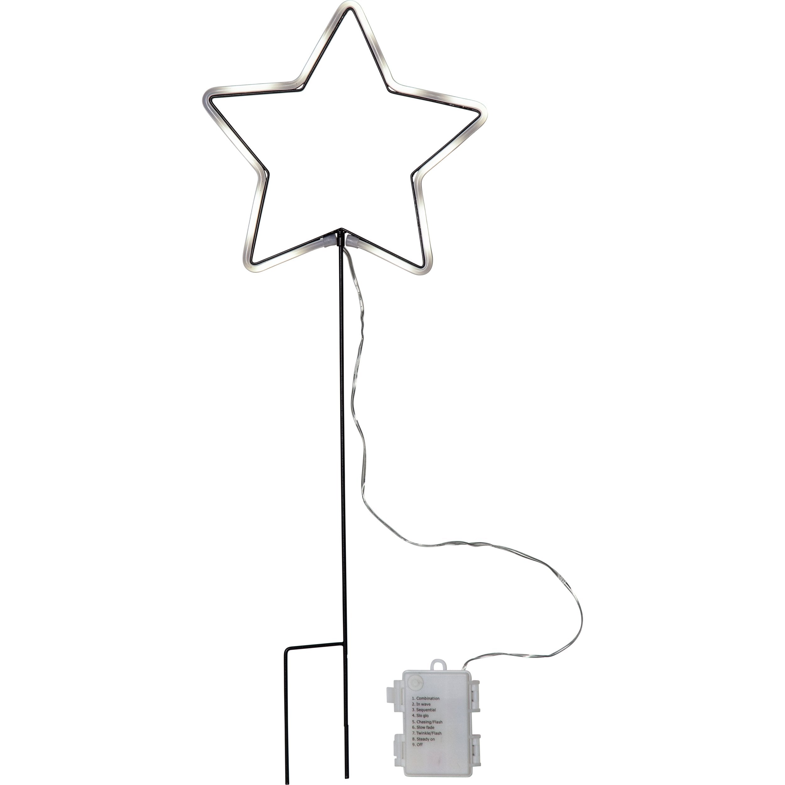 XMAS NEONSTAR STAR W/STAKE NEUT WHITE