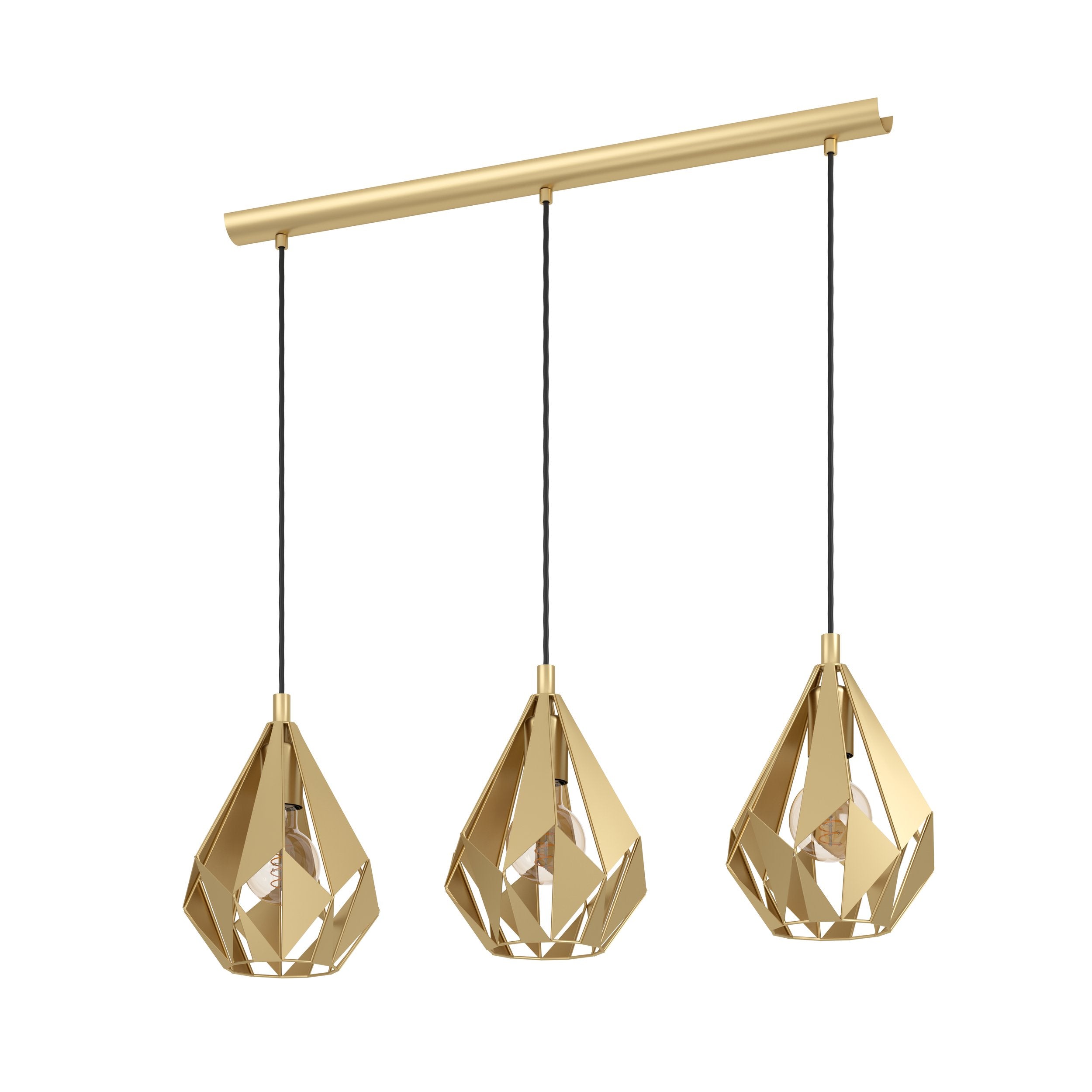 CARLIGHTON PENDANT LIGHT 3X60W E27 BRASS MATT 2M