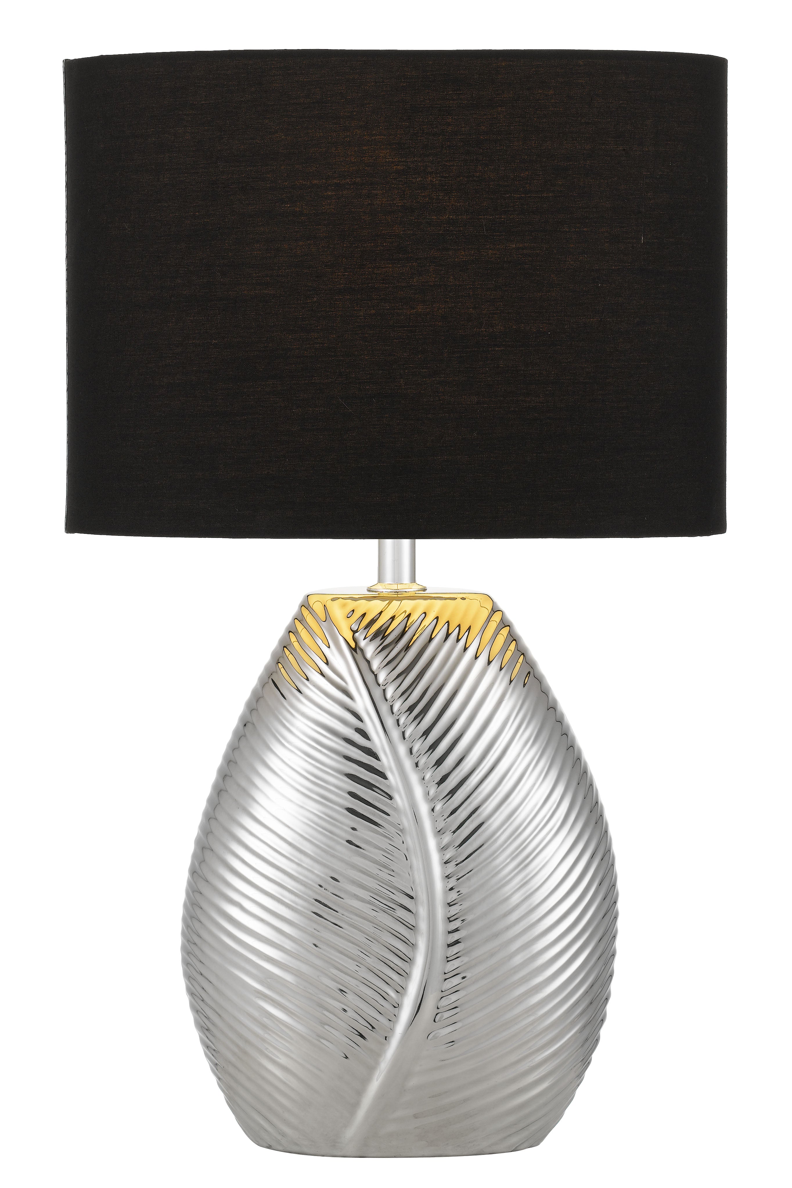 Klee Gold or Chrome Ceramic Table Lamp with Black Fabric Shade