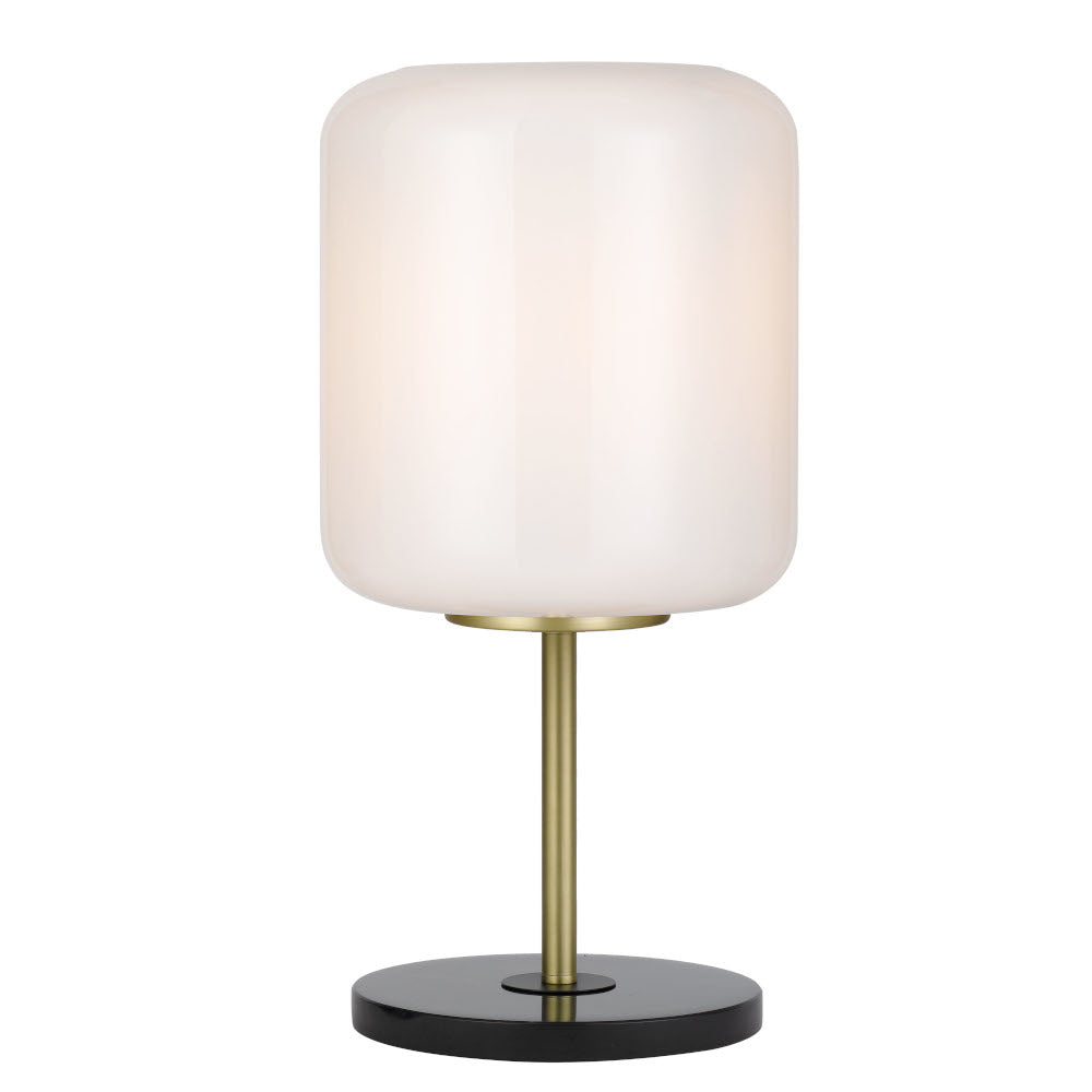 Korova Black Marble & Brass Matt Table Lamp with Smoke or Opal Glass Shade