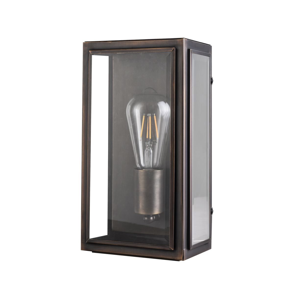 Kent 1 Light E27 Brass Flush Wall Exterior Forged Weathered Bronze