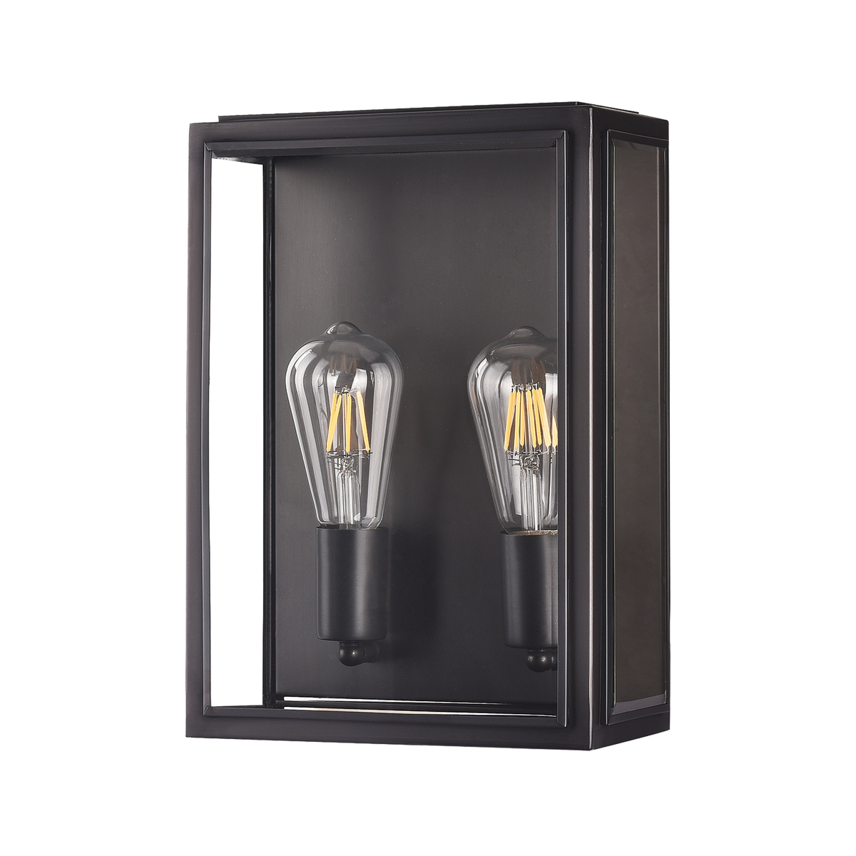 Kent 2LT 2 Light E27 Brass Flush Wall Exterior Forged Black