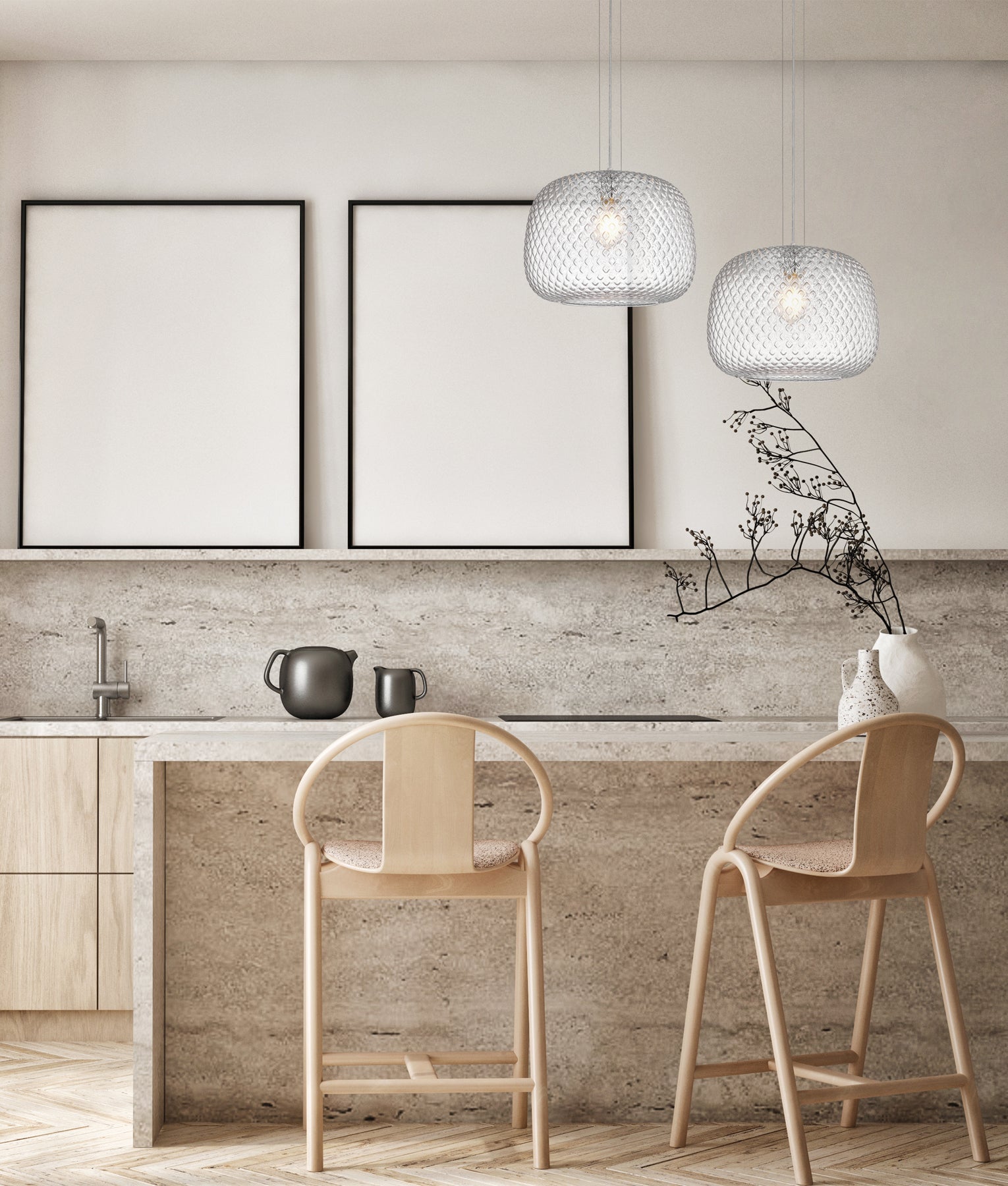 LABU: Interior Dome Glass with Segments Pendant Lights