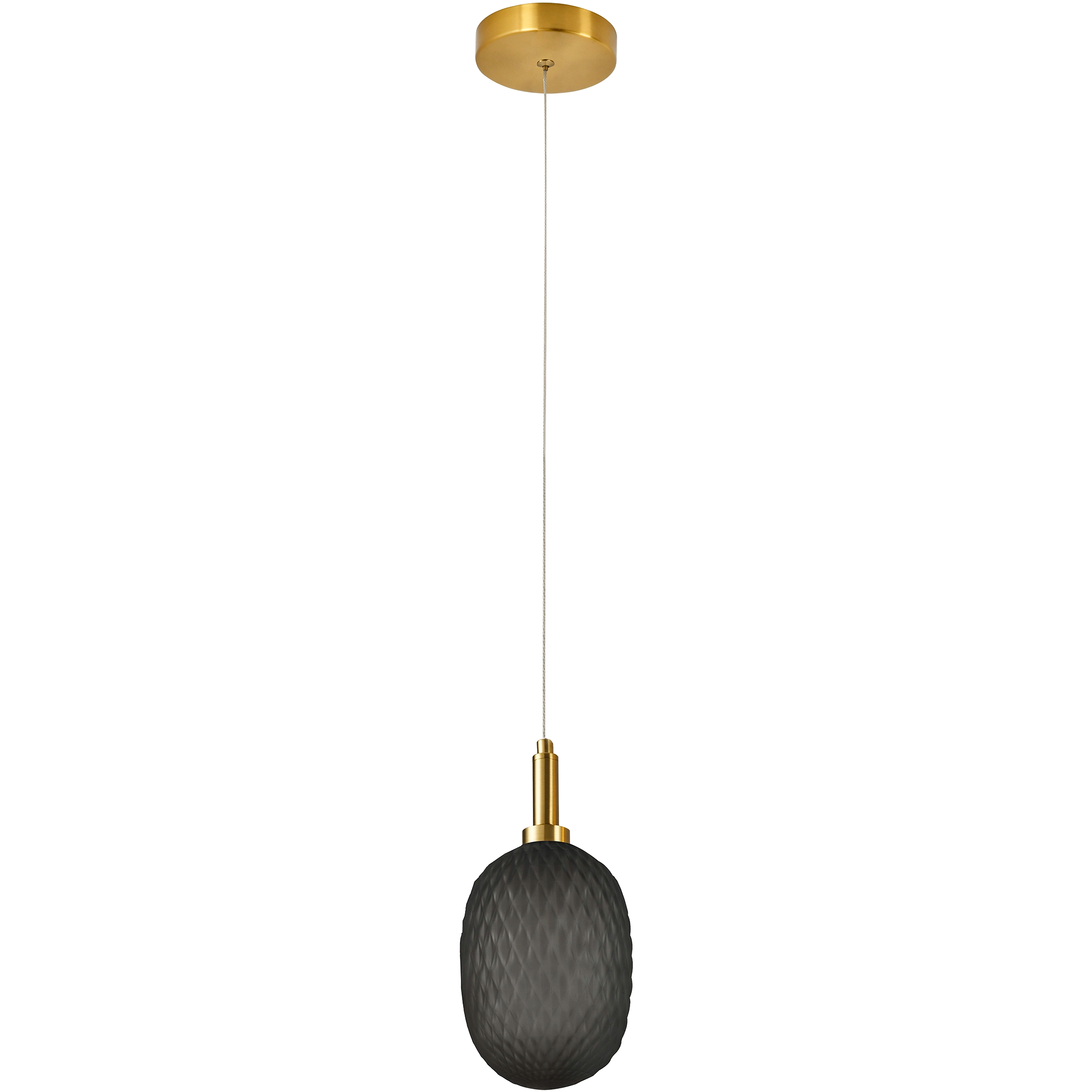 Lark Brass with Smoked Diamond Pattern Glass E14 124mm Pendant