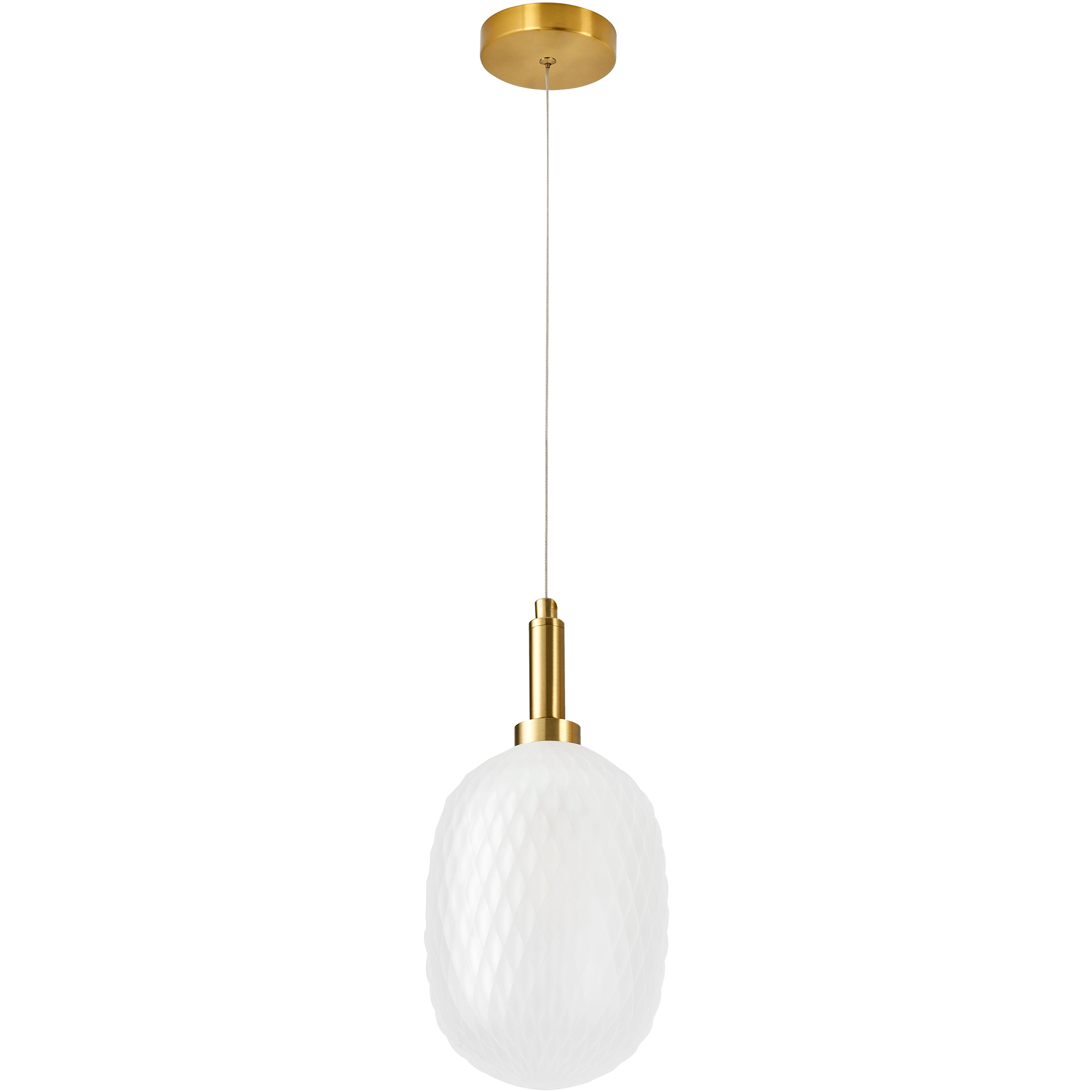 Lark Brass with Opal Diamond Pattern Glass E14 150mm Pendant