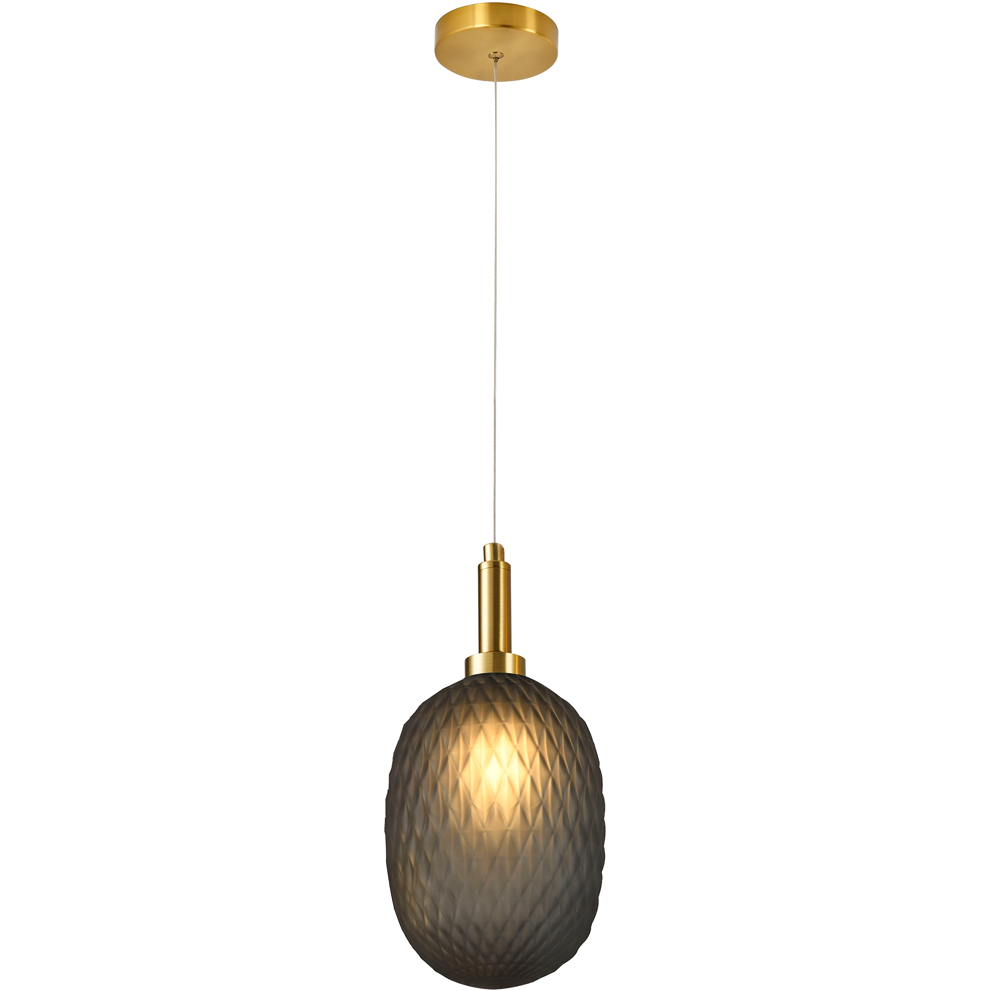 Lark Brass with Smoke Diamond Pattern Glass E14 150mm Pendant