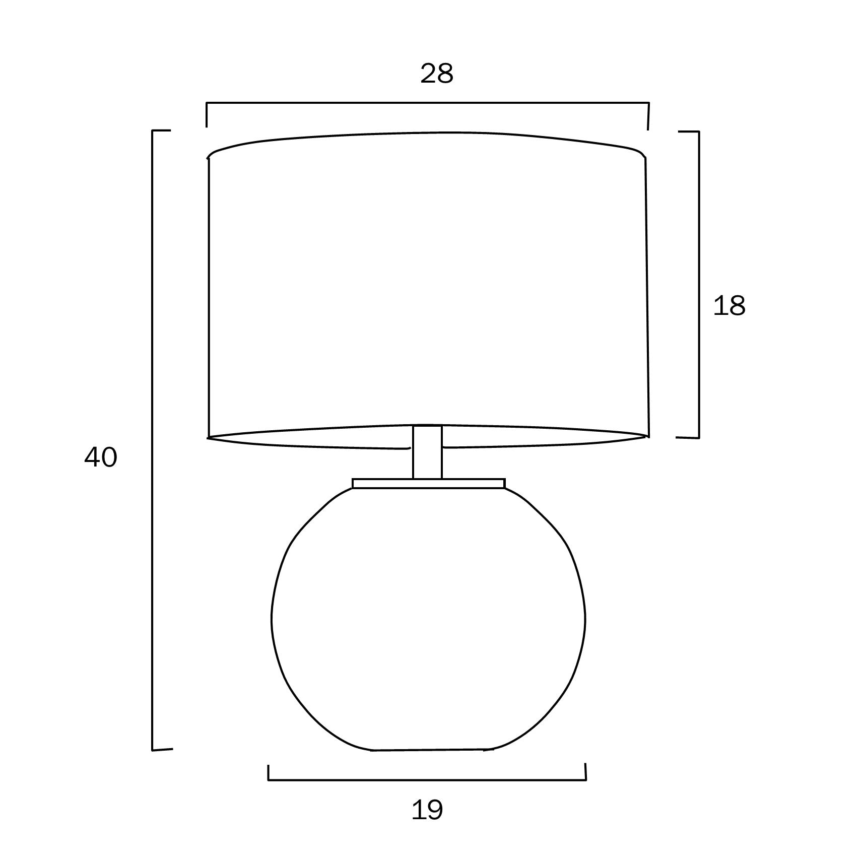 Lara Grey Glass Table Lamp with Fabric Shade
