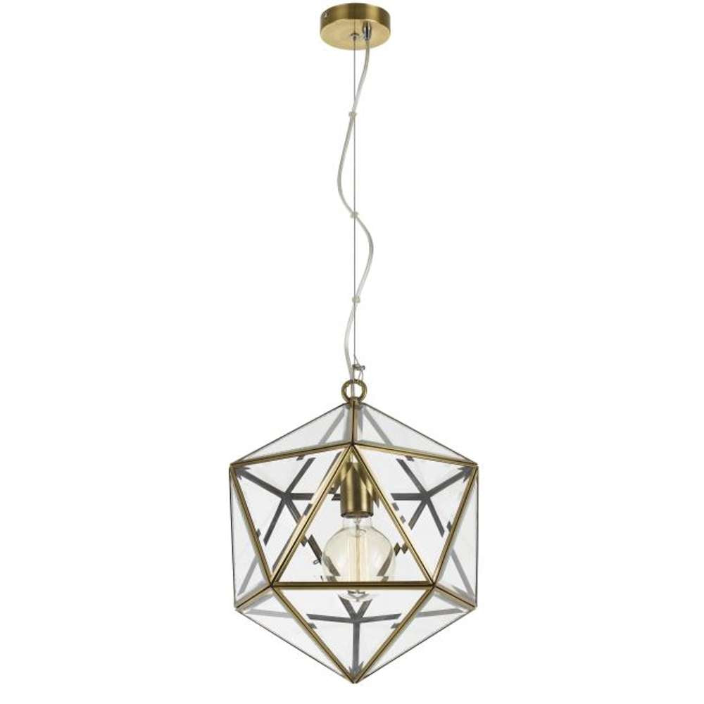 Lazlo 30 Black & Clear Glass 30cm Pendant Solid Brass
