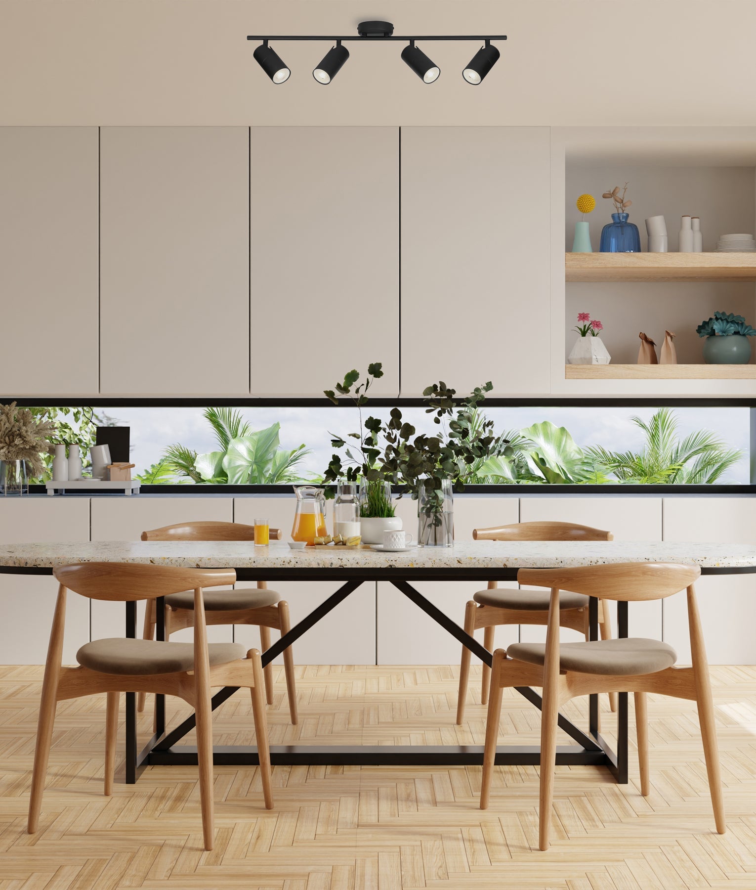 LENGAN: Interior Four Heads Adjustable Round Base Spot Lights