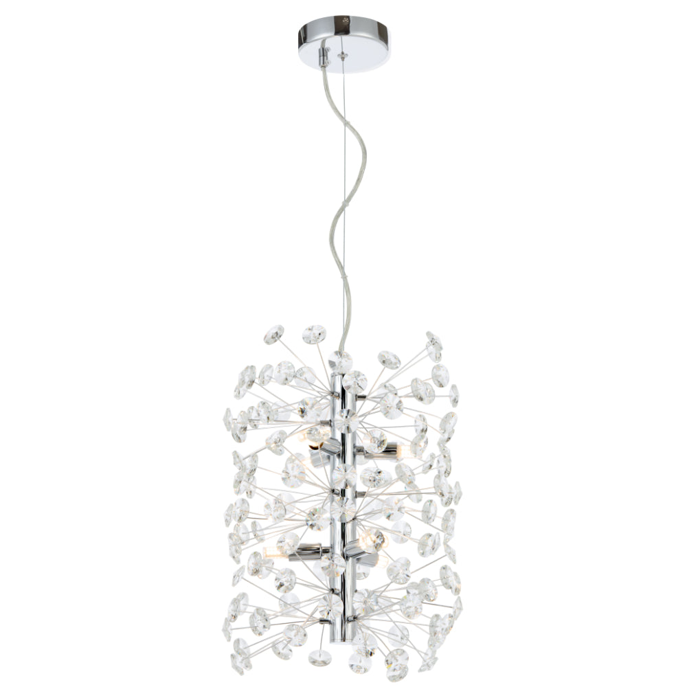 Lerida PE6V Chrome or Gold & Crystal 6 Light Vertical Pendant