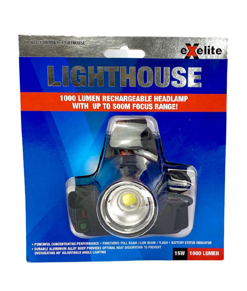 LIGHTHOUSE: Powerful Performance Rechargeable Headlamp IP67
