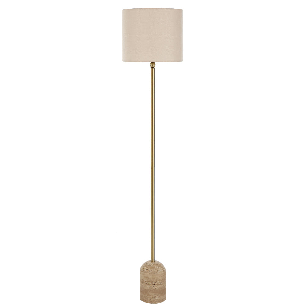 Livia Travertine Floor Lamp with Fabric Shade Available in 2 Colours