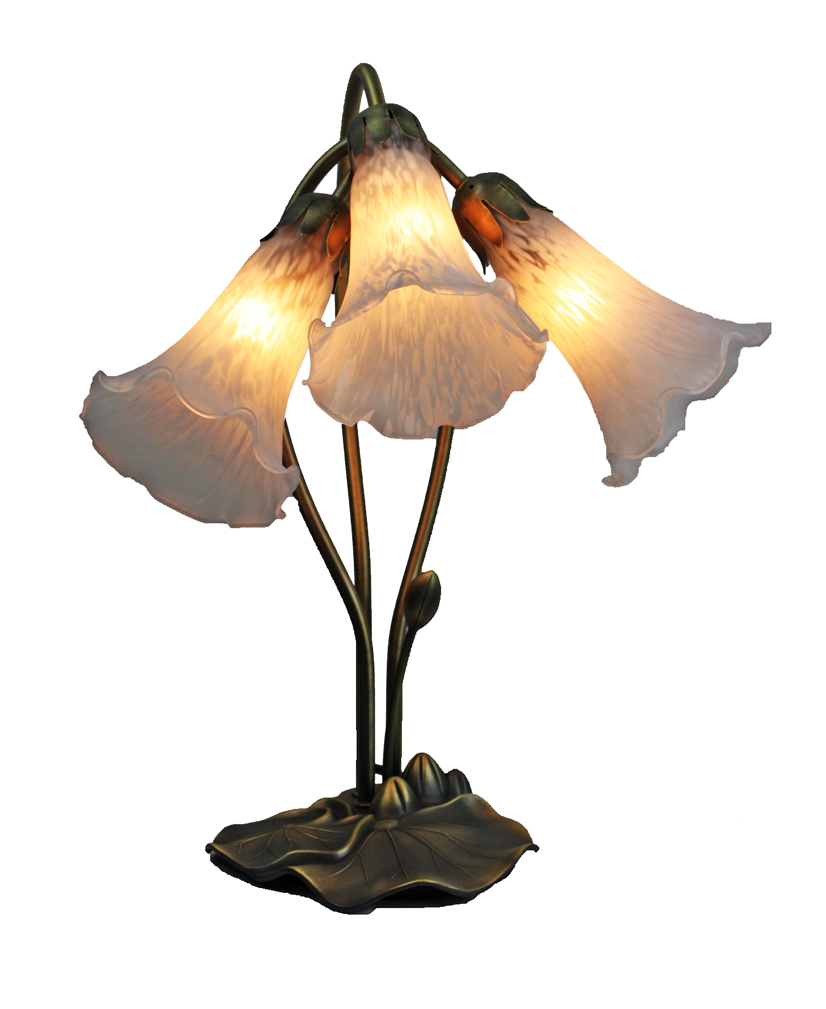 Triple Branch Downward Lily Tiffany Table Lamp