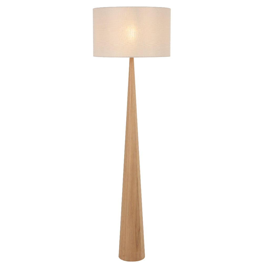 Lovisa Walnut or Oak Look Metal Floor Lamp with Cream Fabric Shade