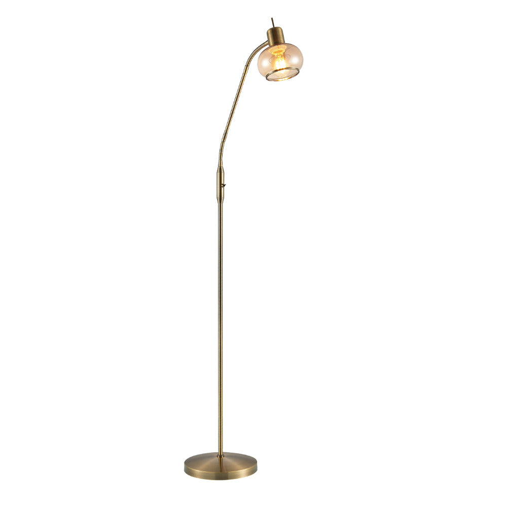 Marbell Black/Smoke or Antique Brass/Amber Floor Lamp