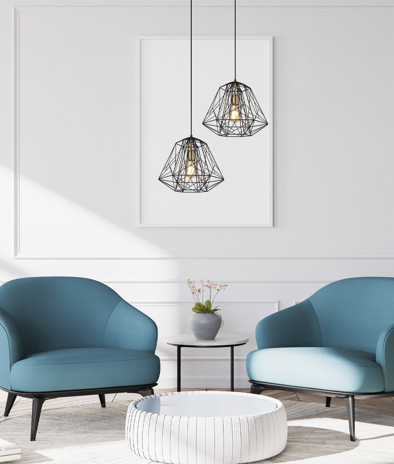 MARTE: Geometric Design Interior Iron Cage Pendant Lights