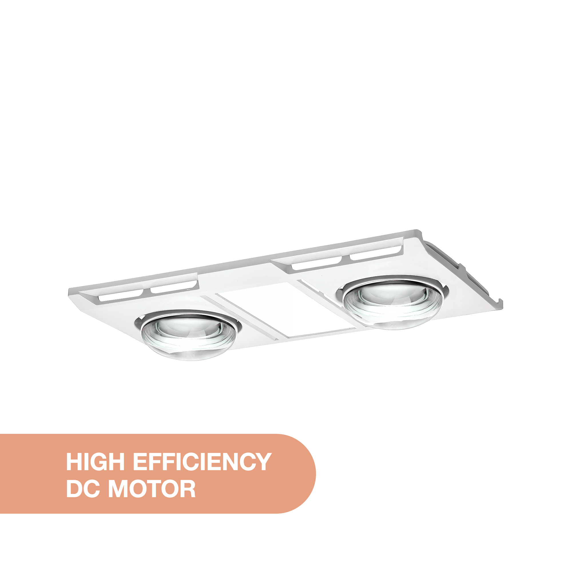 Profile Panel DC 2 Heat 3 in 1 Bathroom Heater Exhaust Fan with 12w Tricolour Panel Light White