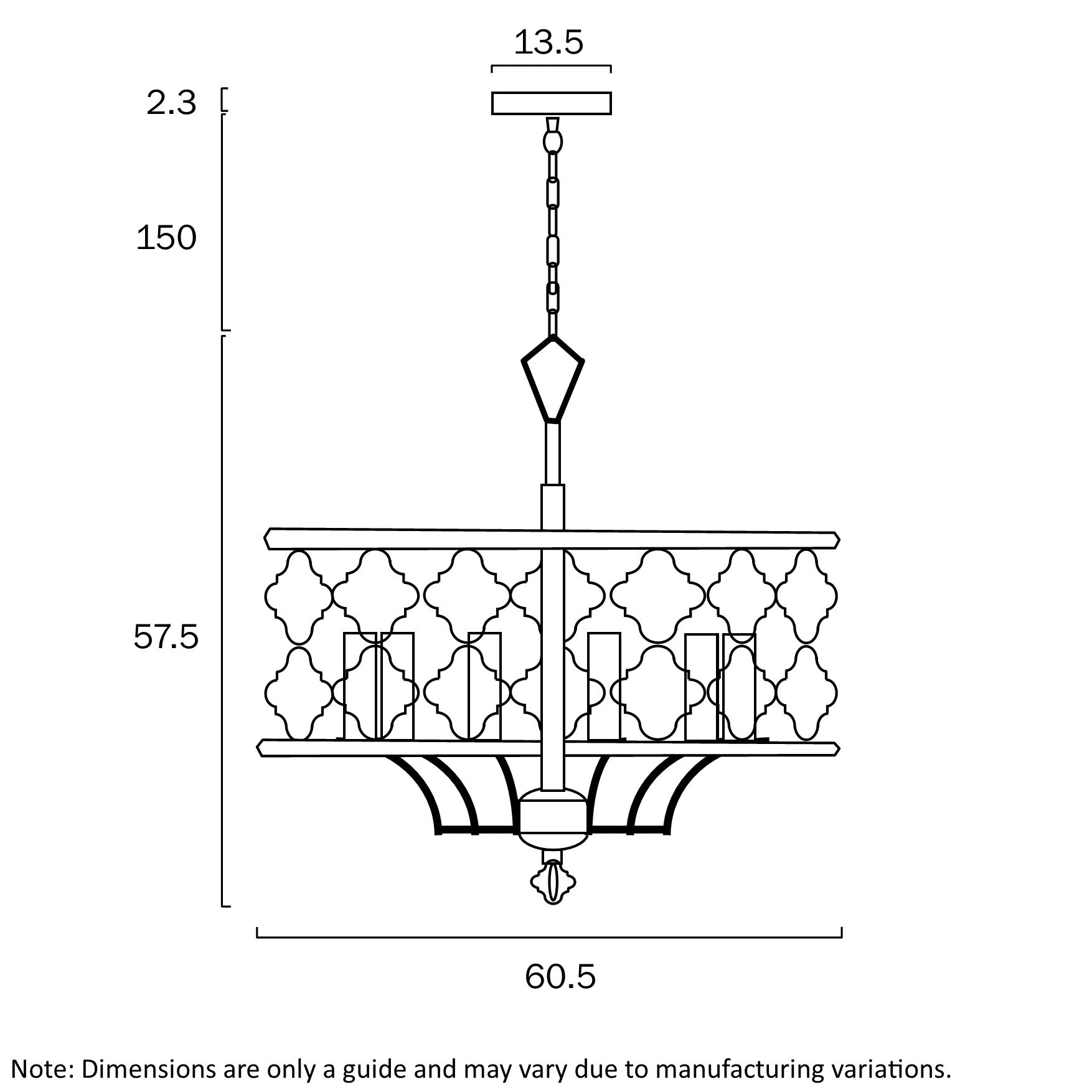 Mimosa Mocha & Crystal Round 6Lt Pendant