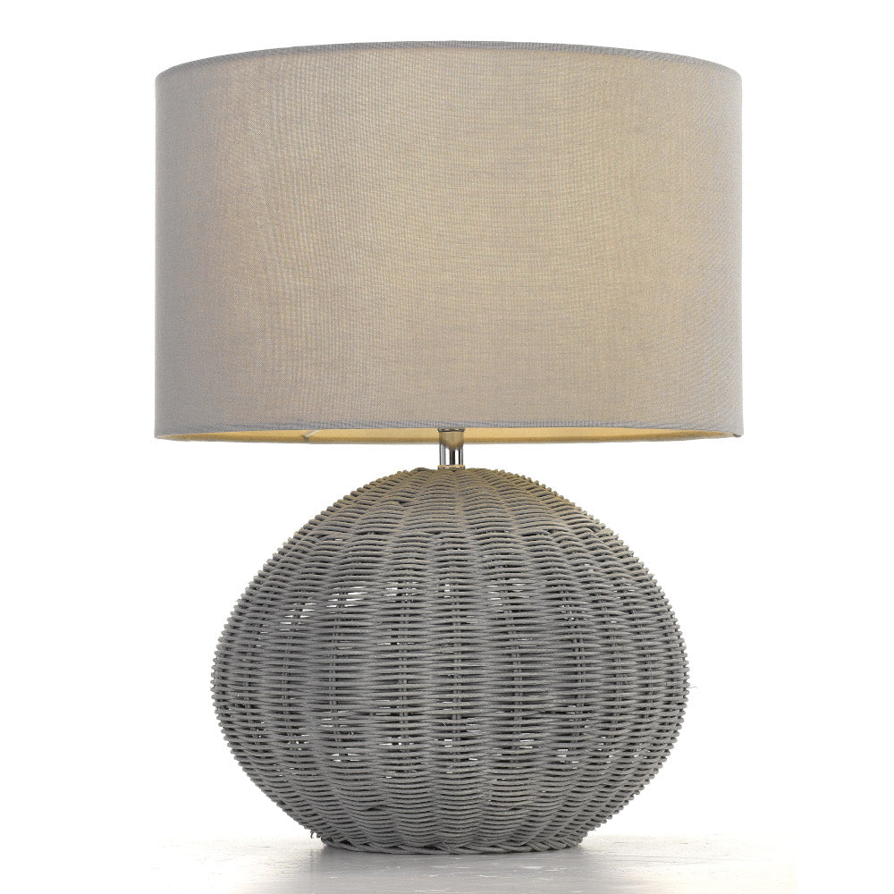 Mohan Sand or Grey Rattan Table Lamp with Fabric Shade