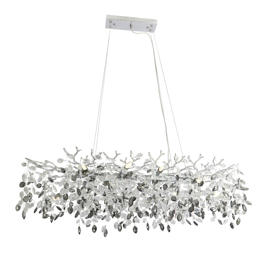 Molena Gold or Chrome & Crystal 10 Light Rectangular Pendant