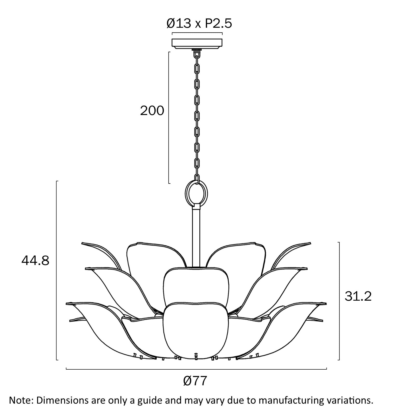 Monte Brass & Frost Glass 12 Light Pendant