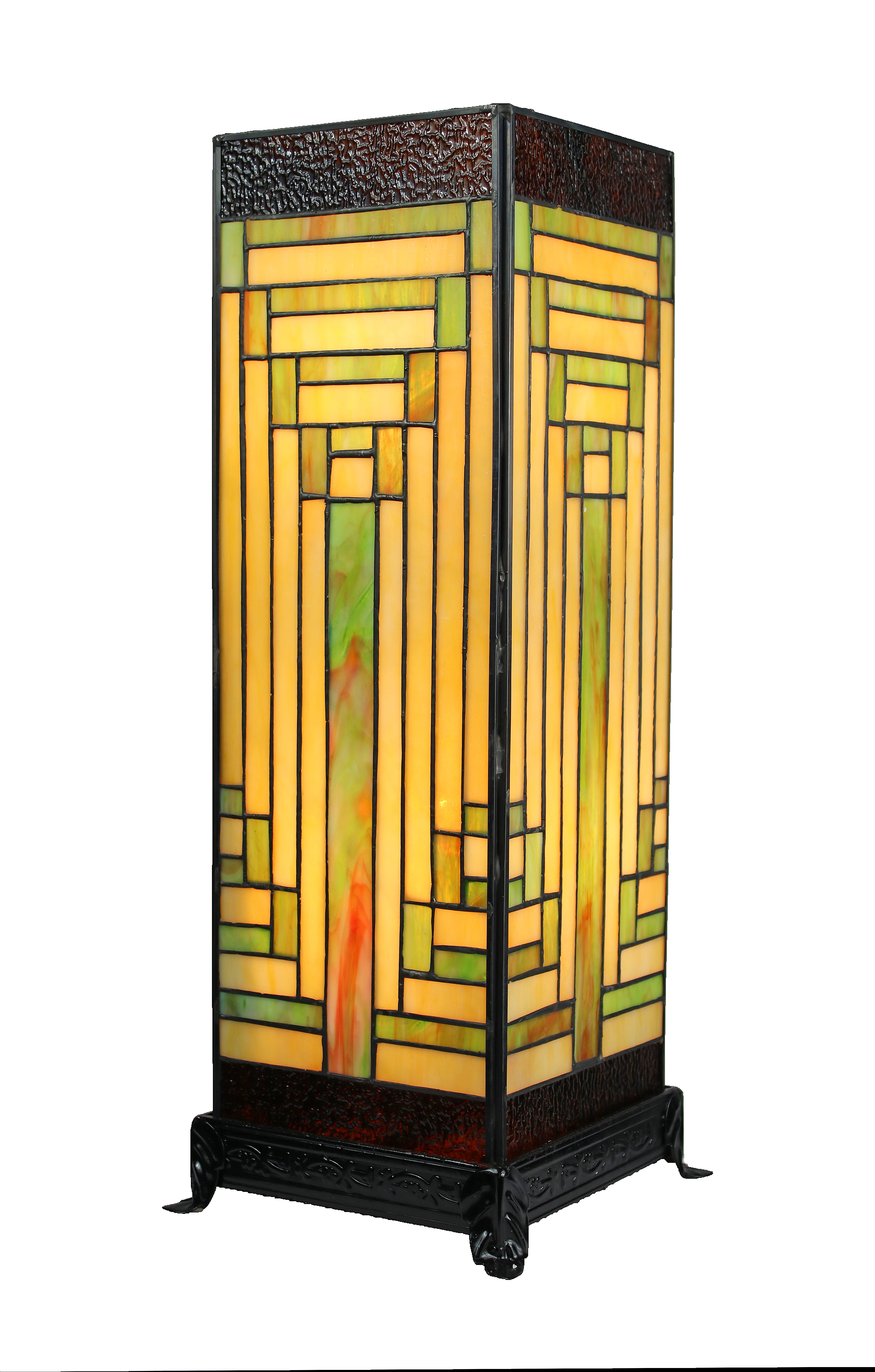 Geometric Cube Tiffany Glass Table Lamp