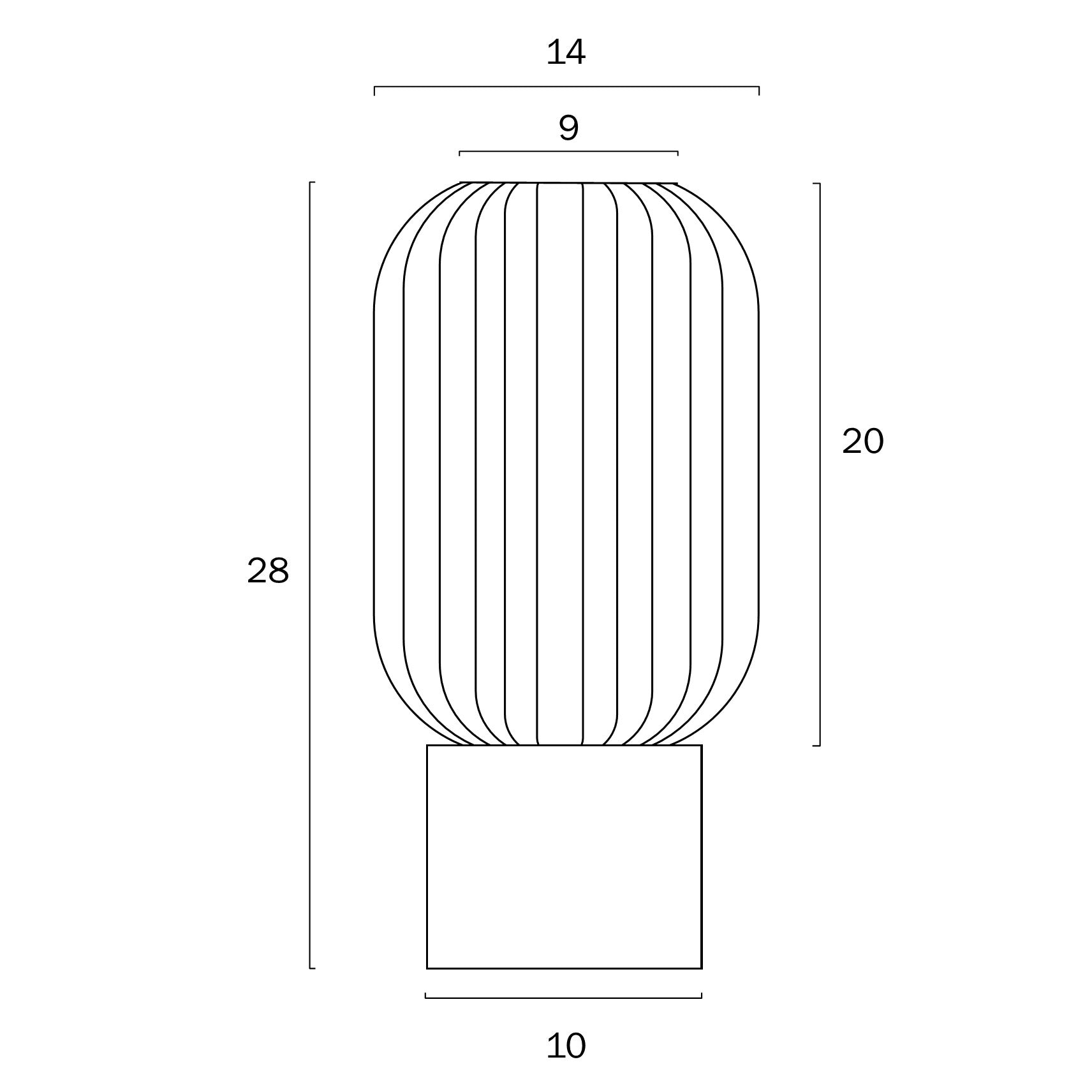 Nori Black & Opal Ribbed Glass Table Lamp