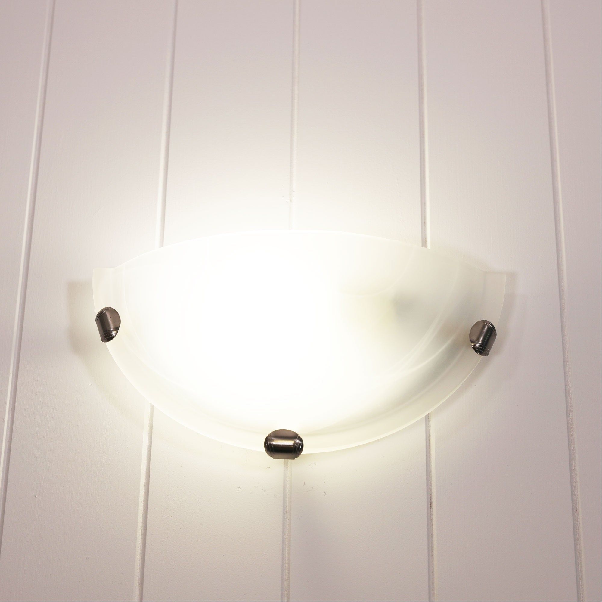 Remo Alabaster Glass With Brushed Chrome Clips Wall Light