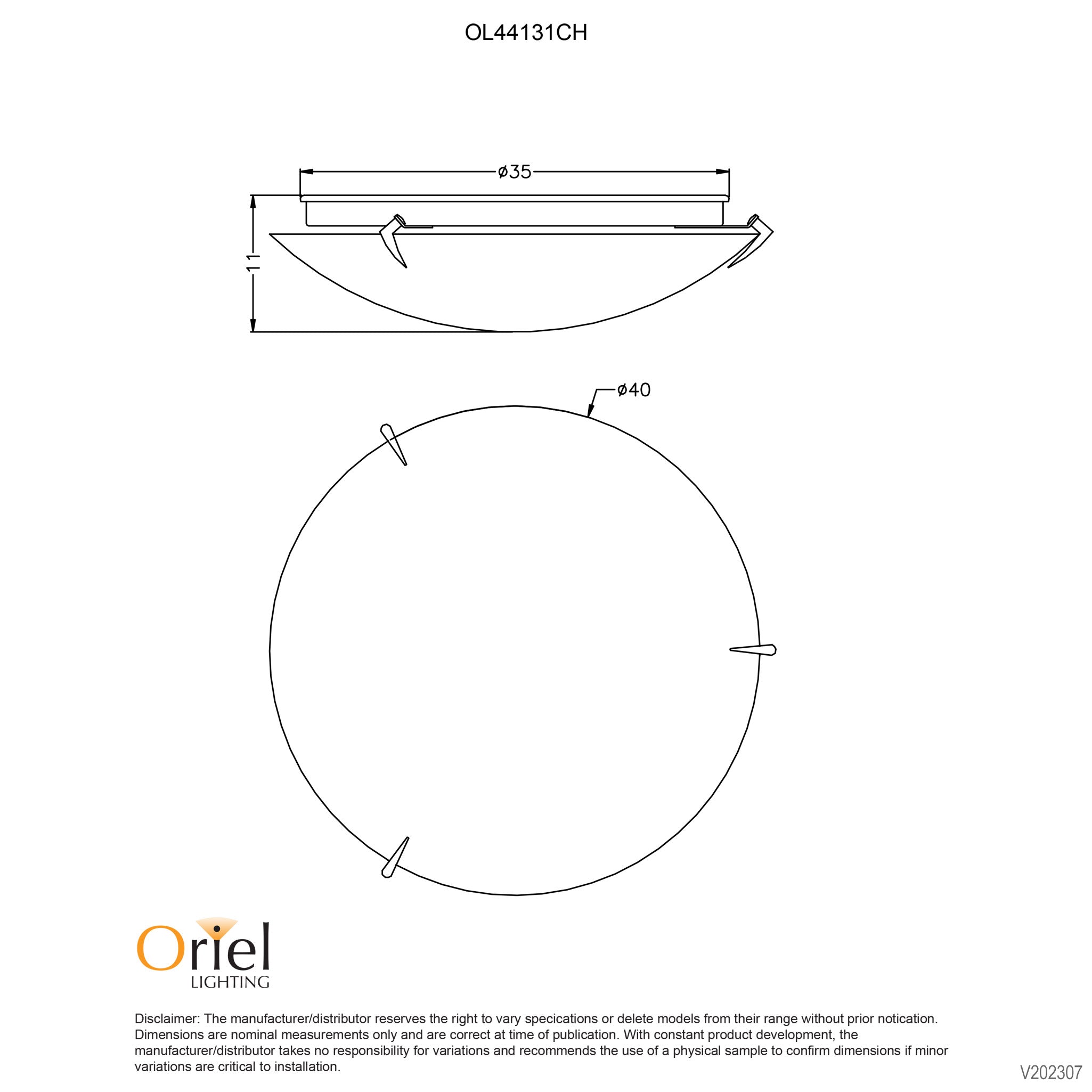 Claw.40 Matt Opal Glass With Chrome Clips Twin E27 Oyster Light