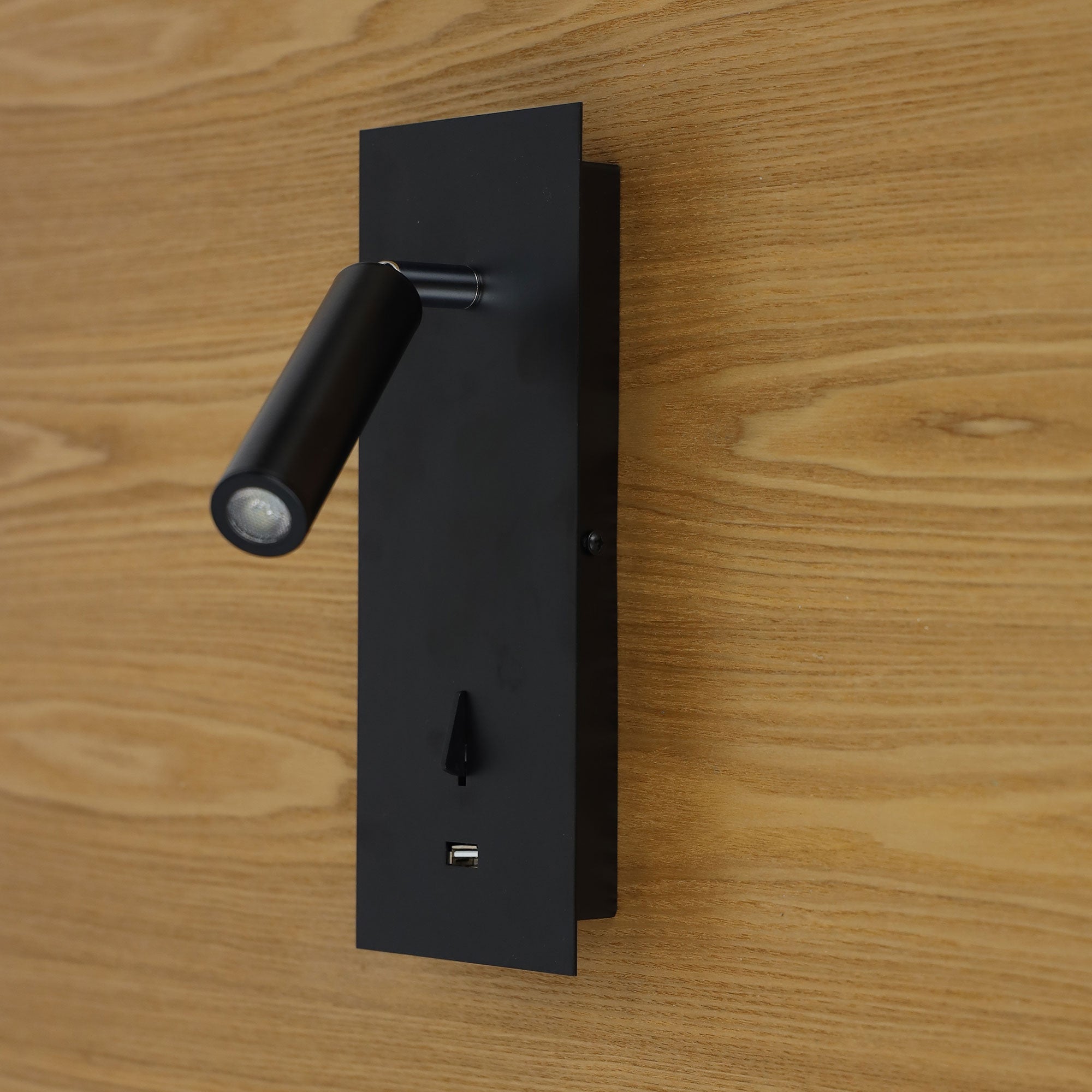Hotel Black 3W 4000K LED Spot Wall Light With Usb & Switch