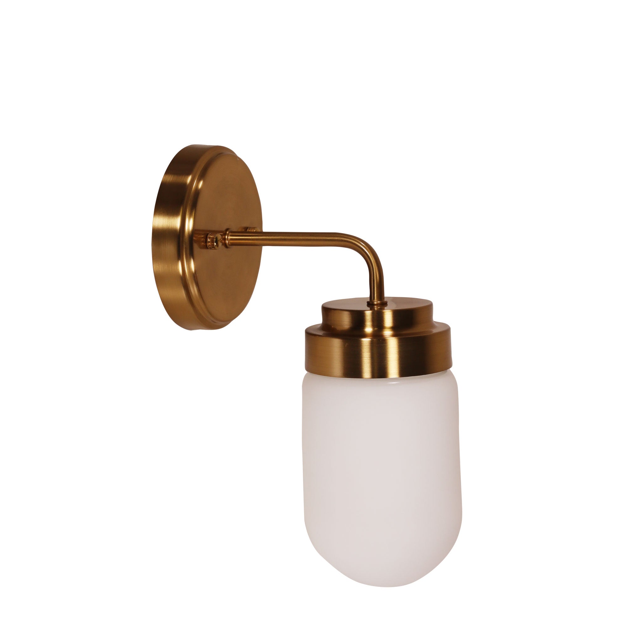 Dunburn Satin Brass & Opal Matt Glass E27 IP44 Wall Light
