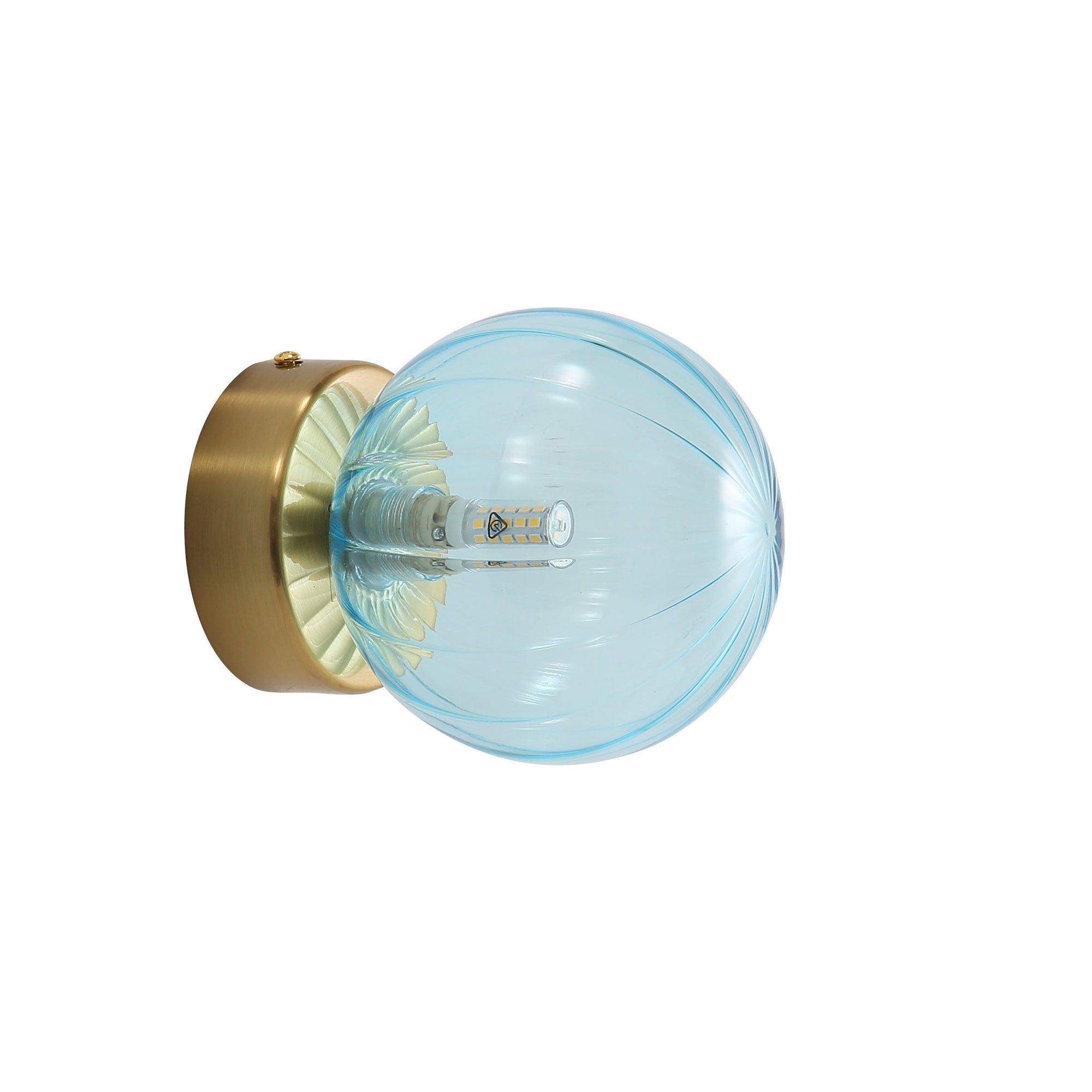 Juni G9 Blue IP44 Ribbed Optic Glass Wall Light