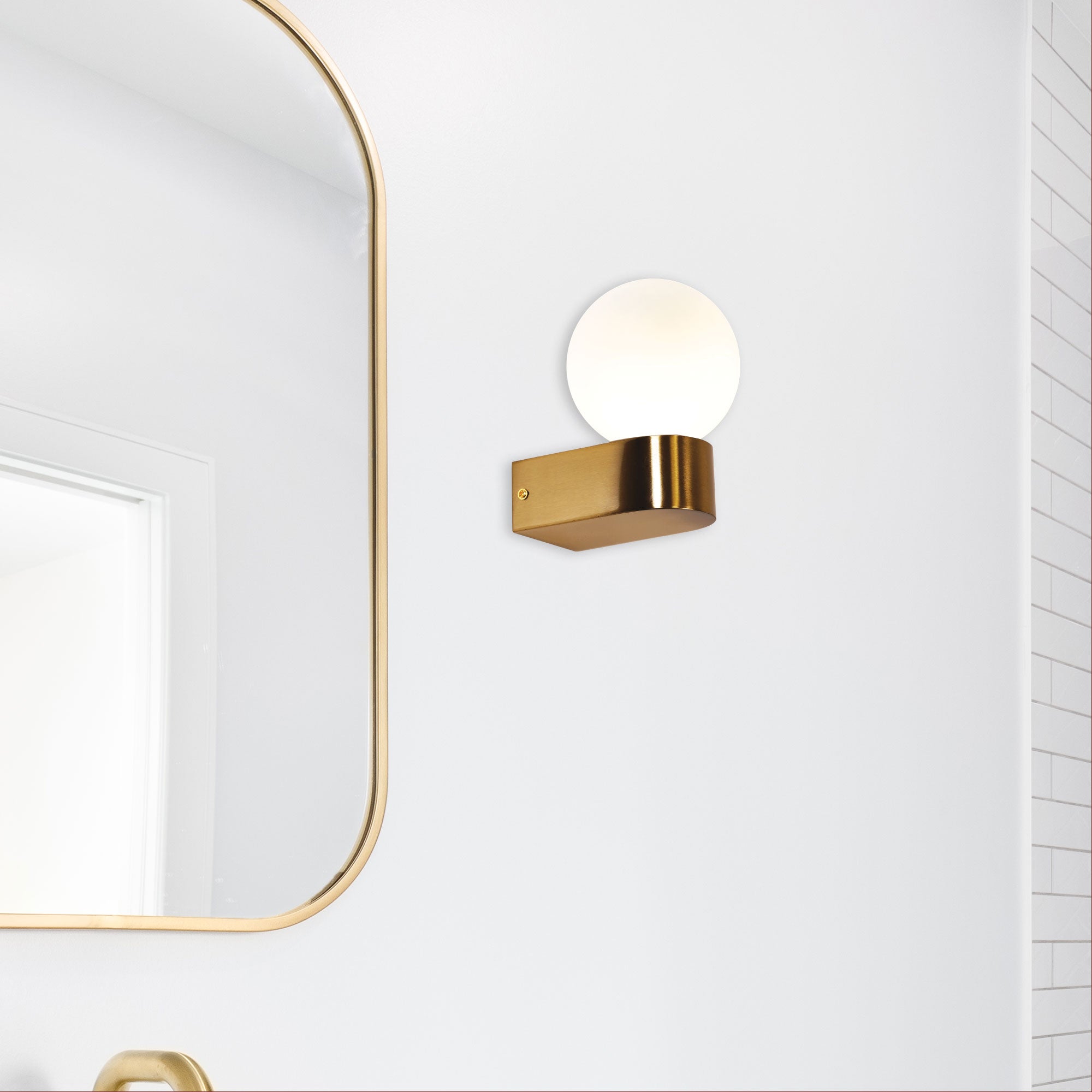 Minne Satin Brass & Opal Glass G9 Wall Light