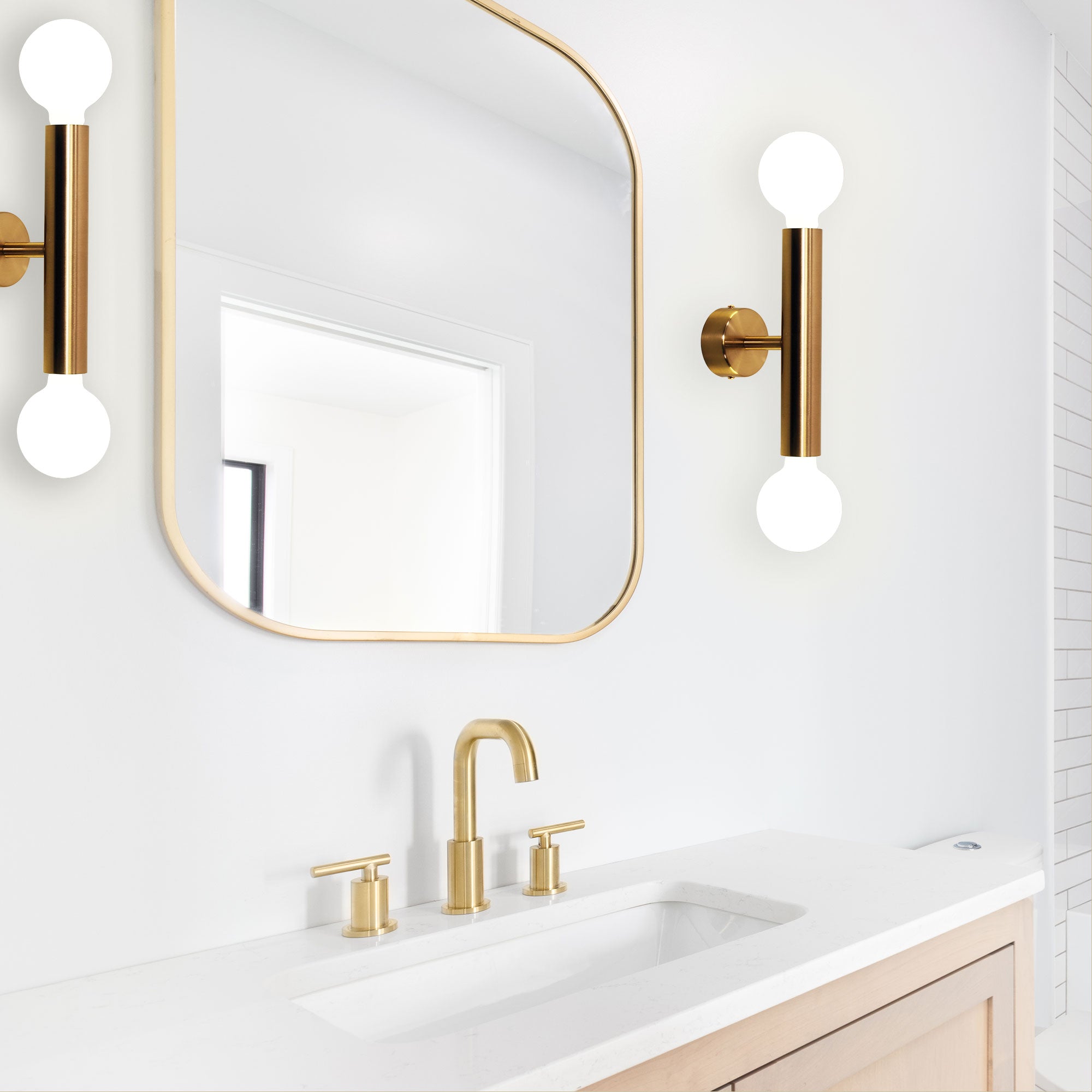 Toli Satin Brass Twin E27 Wall Light