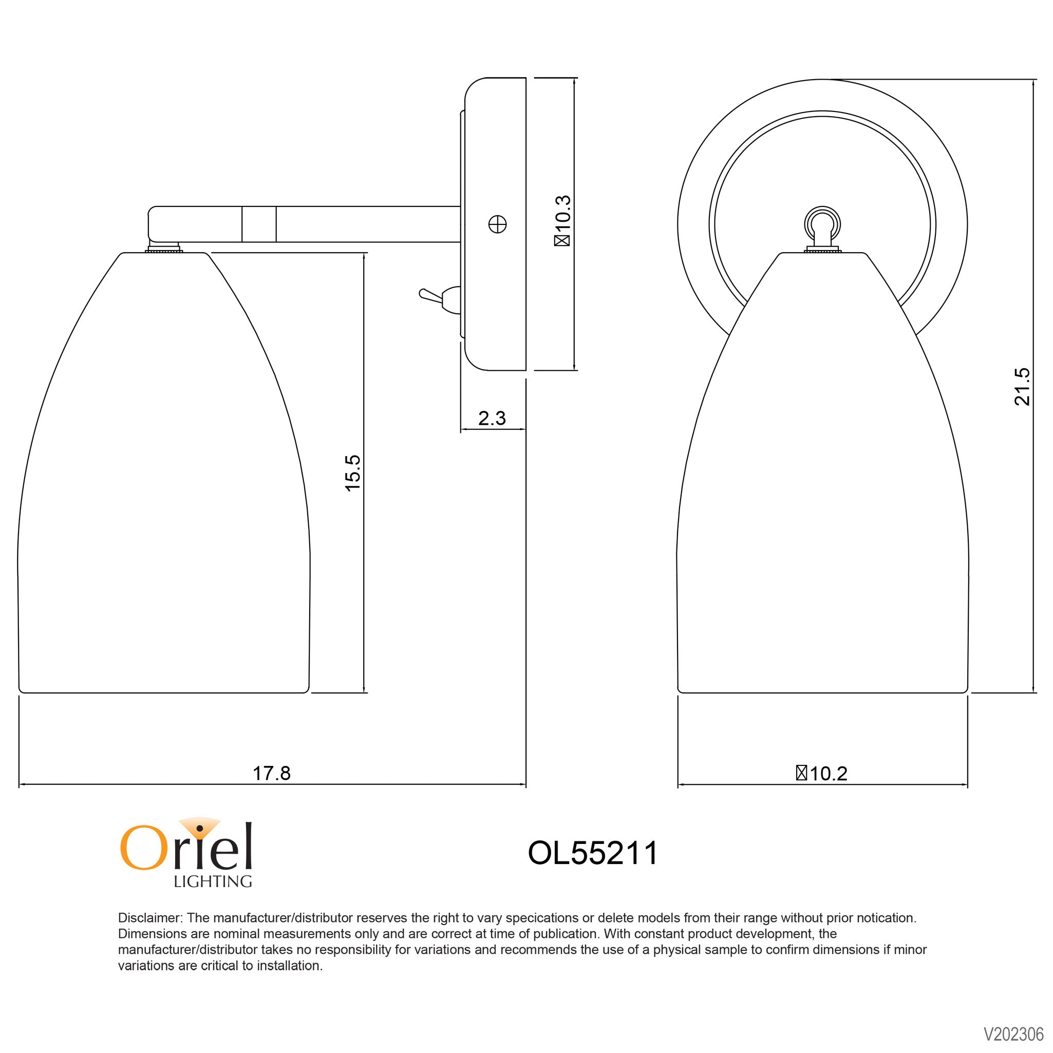 Salem White E27 Adjustable Wall Light with Switch